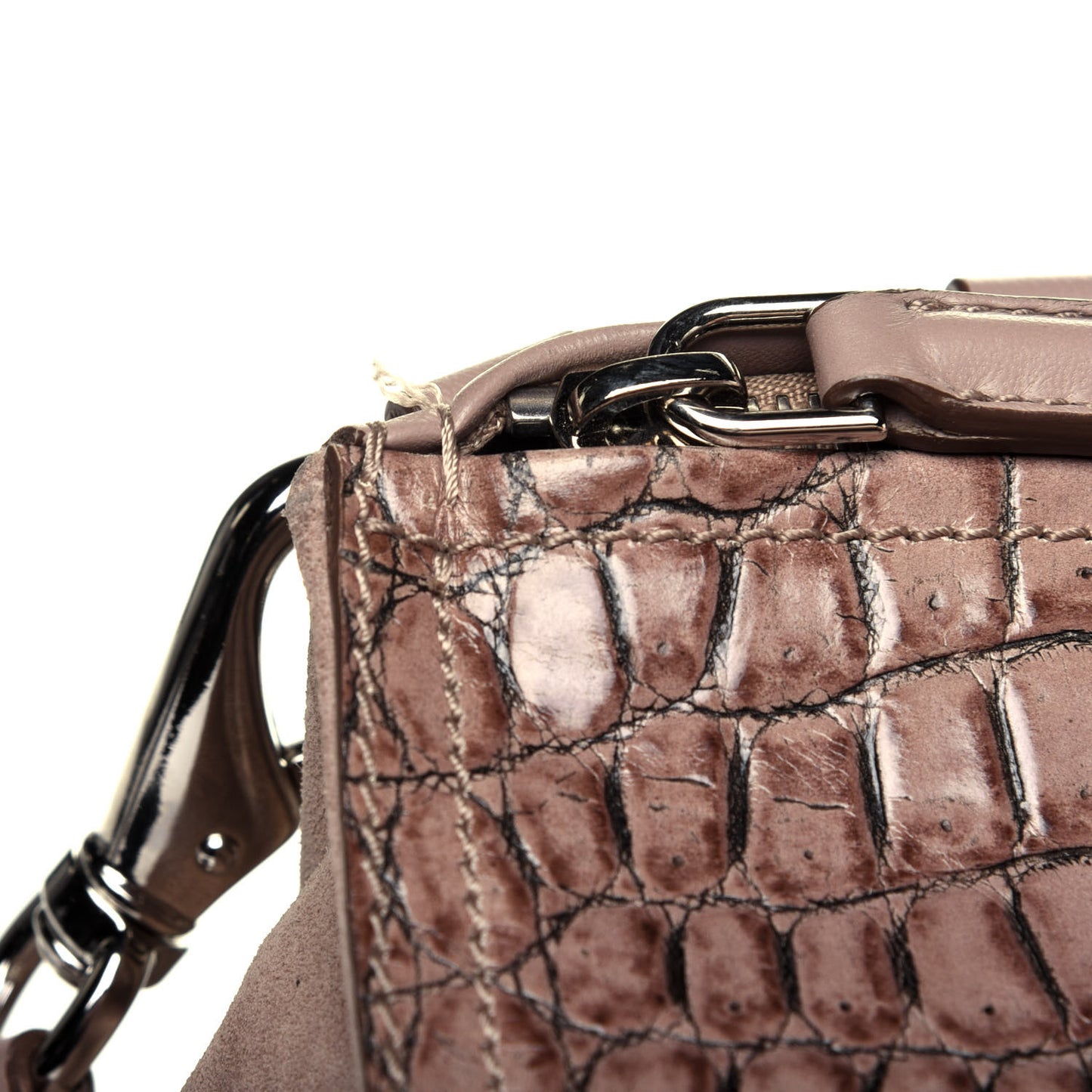 Calfskin Crocodile Embossed Medium Pandora Taupe