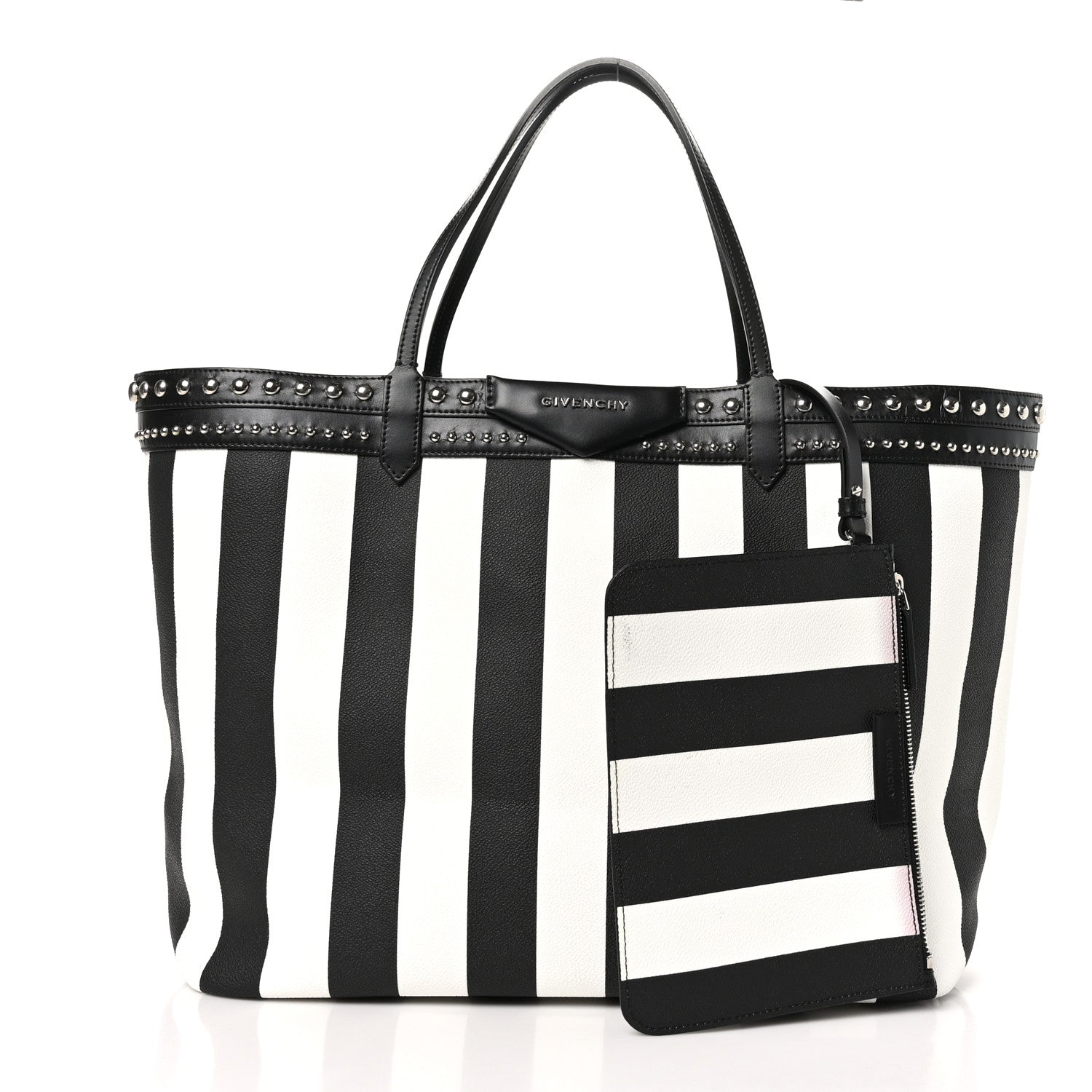 Givenchy Coated Canvas Striped Large Antigona Tote Black White 3 of 12