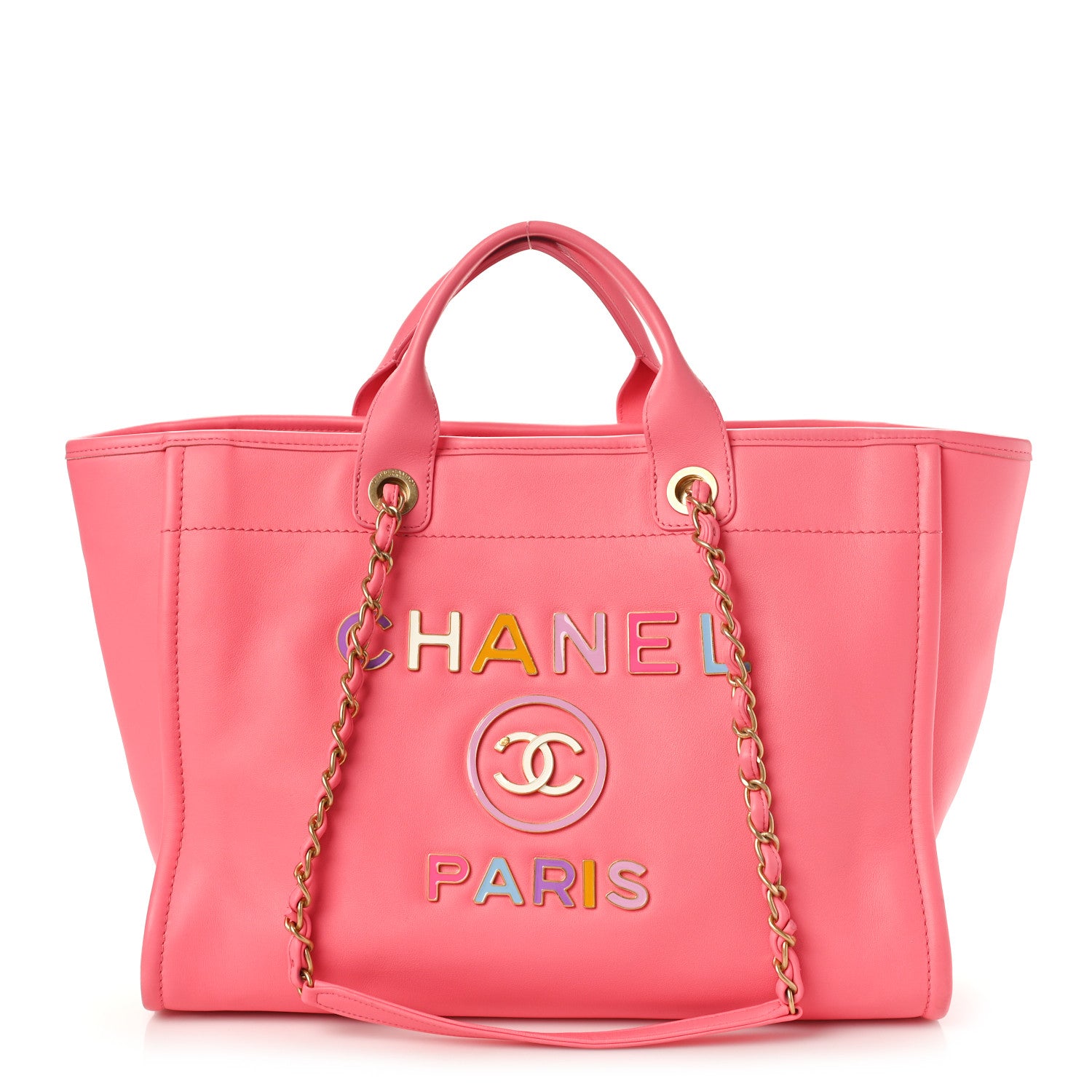 Chanel Calfskin Medium Deauville Tote Coral Pink 1 of 10