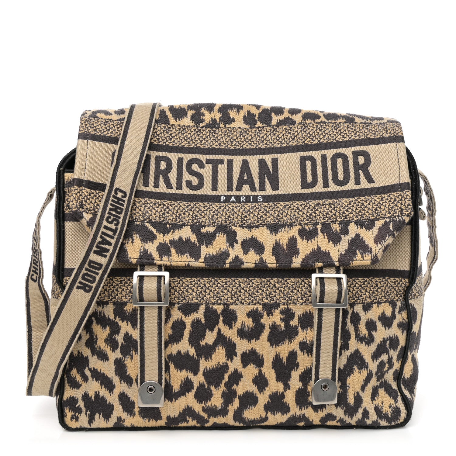 Christian Dior Canvas Mizza Embroidered Leopard Medium Diorcamp