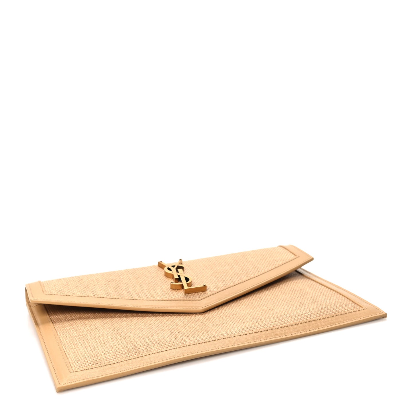 Micro Raffia Uptown Pouch Natural Hay Blush