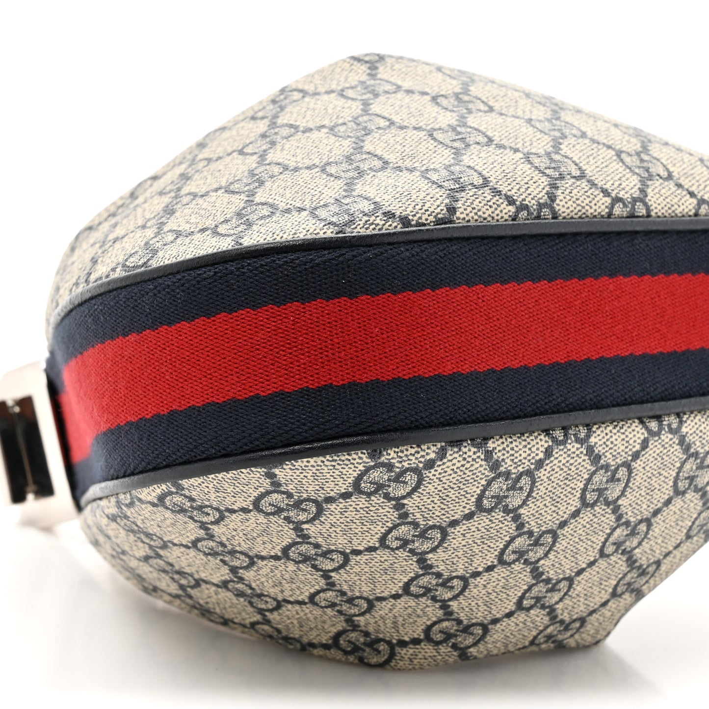 GG Supreme Monogram Textured Calfskin Web Small Attache Shoulder Bag Beige Blue