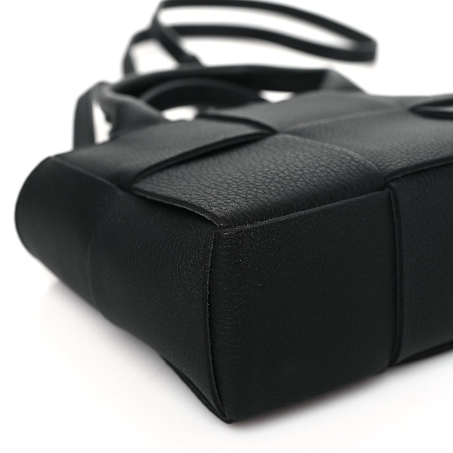 Grained Calfskin Intrecciato Candy Arco Tote Black