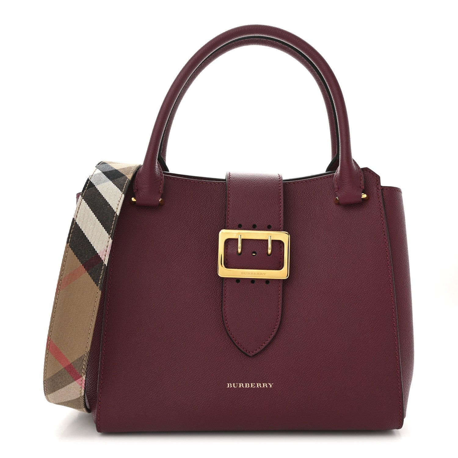 Burberry Soft Grain Medium Buckle Tote Dark Plum 1739105