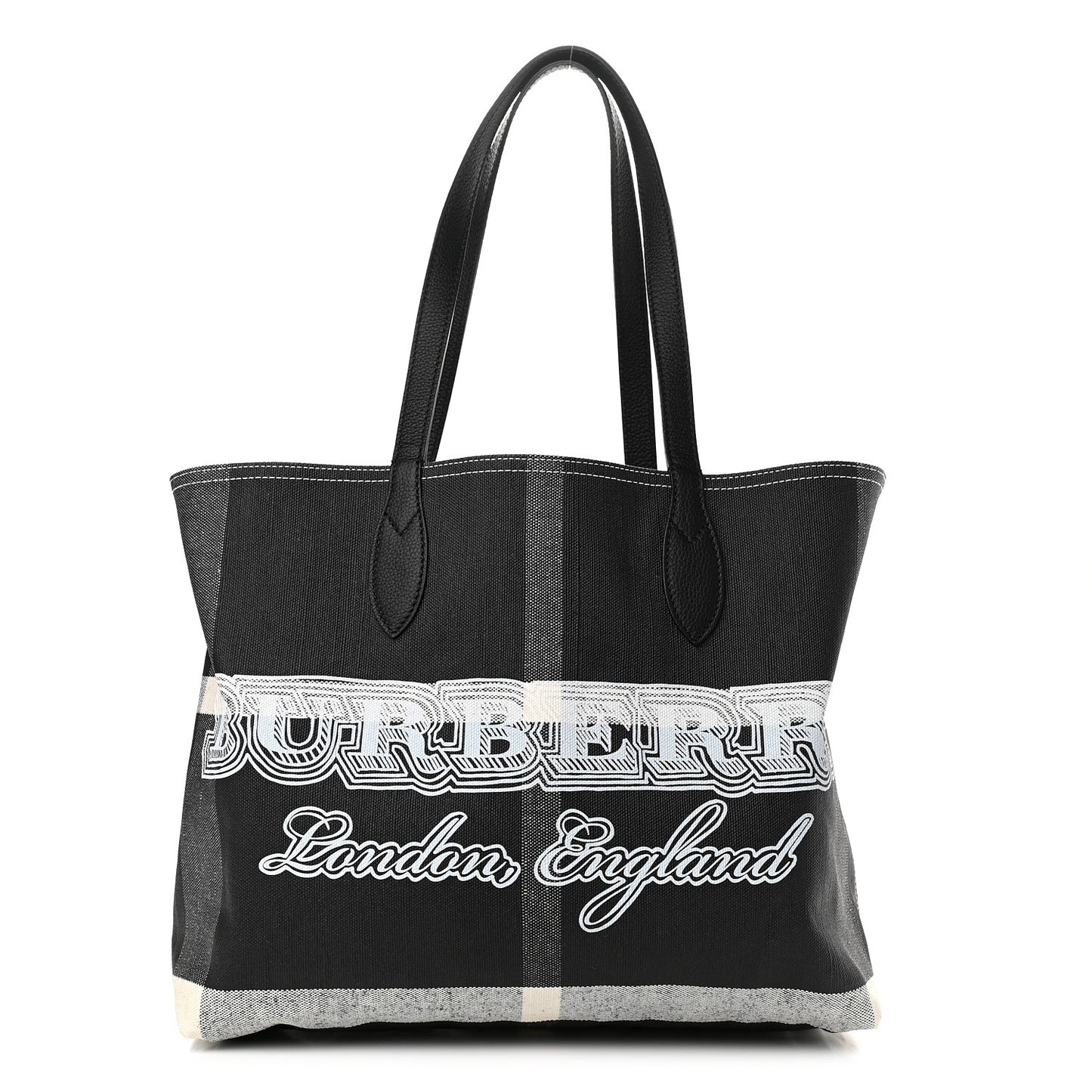 Coated Canvas Mega Check Medium Doodle Tote Black
