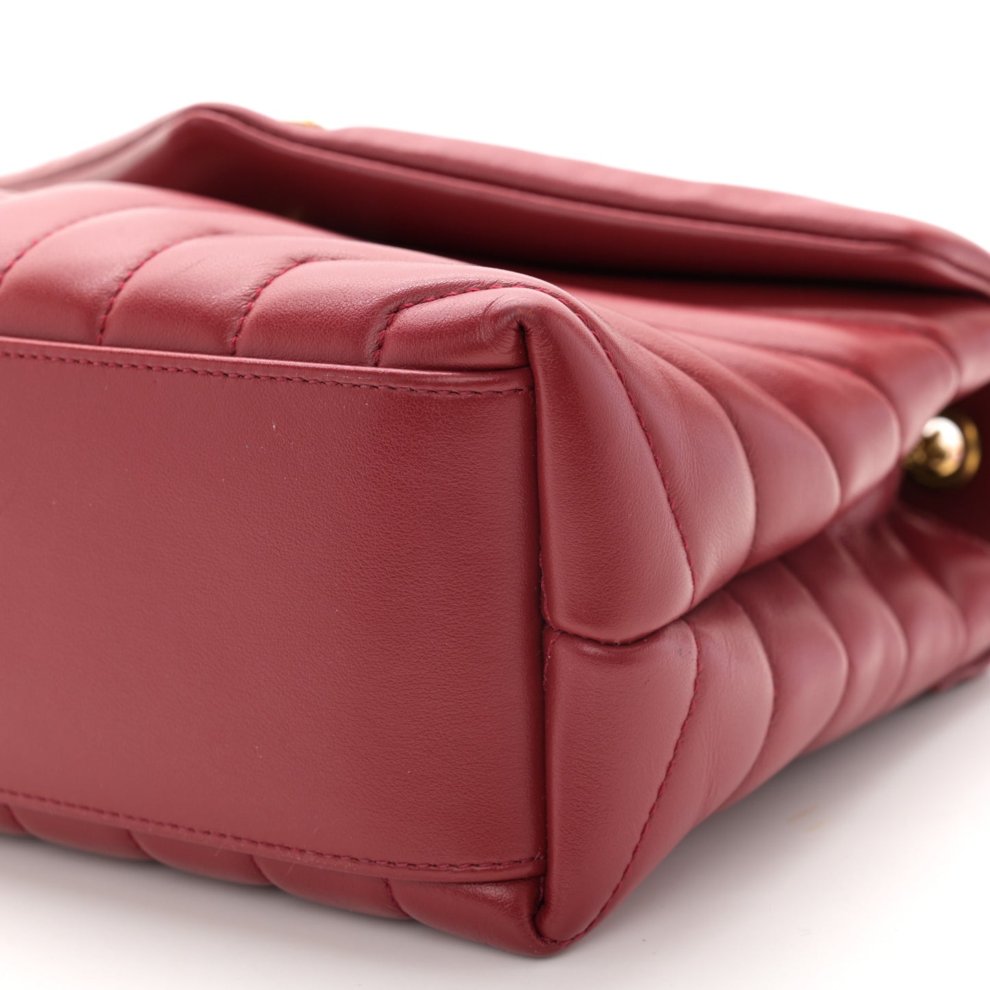 Calfskin Y Quilted Monogram Small Loulou Chain Satchel Red