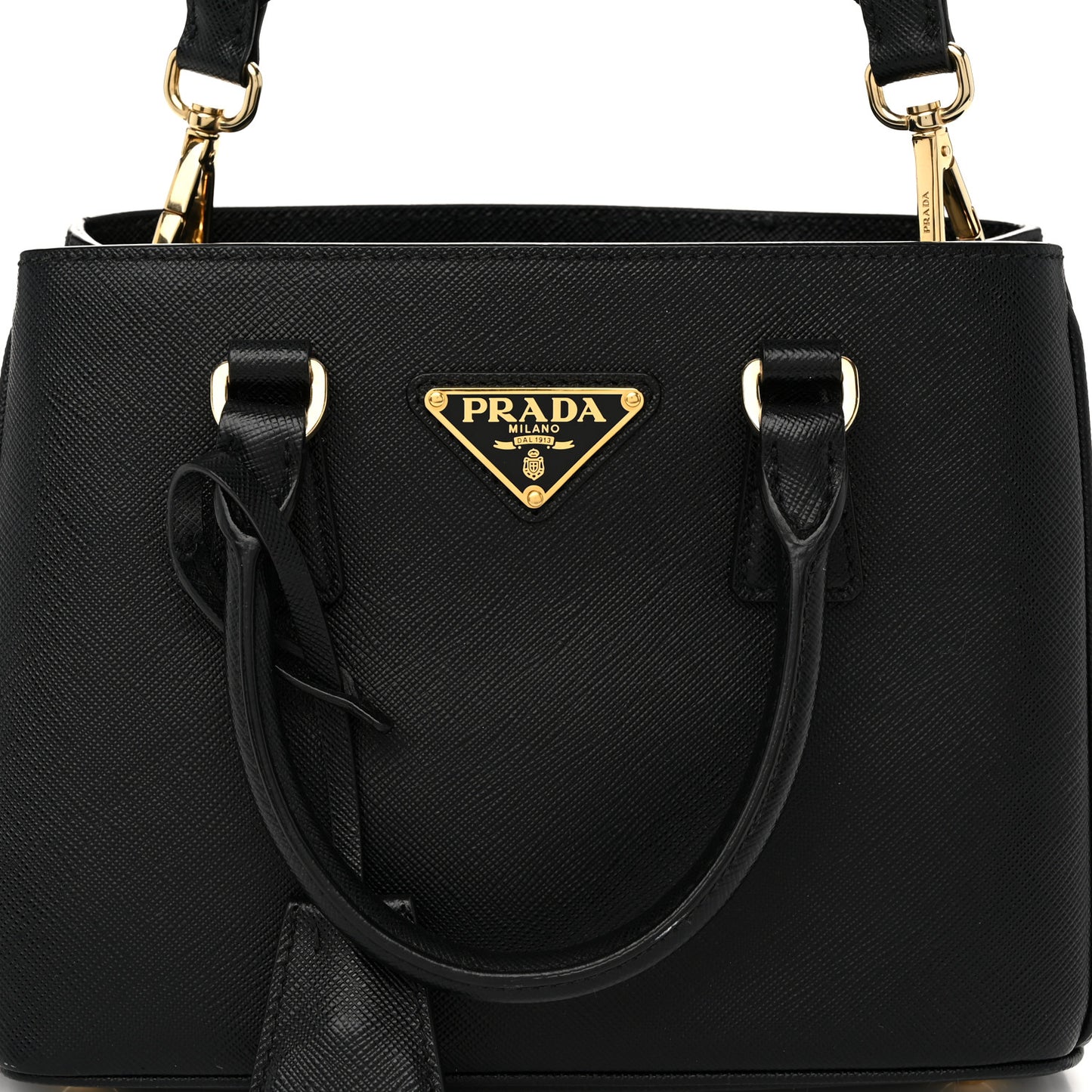 Saffiano Lux Micro Galleria Shoulder Bag Black