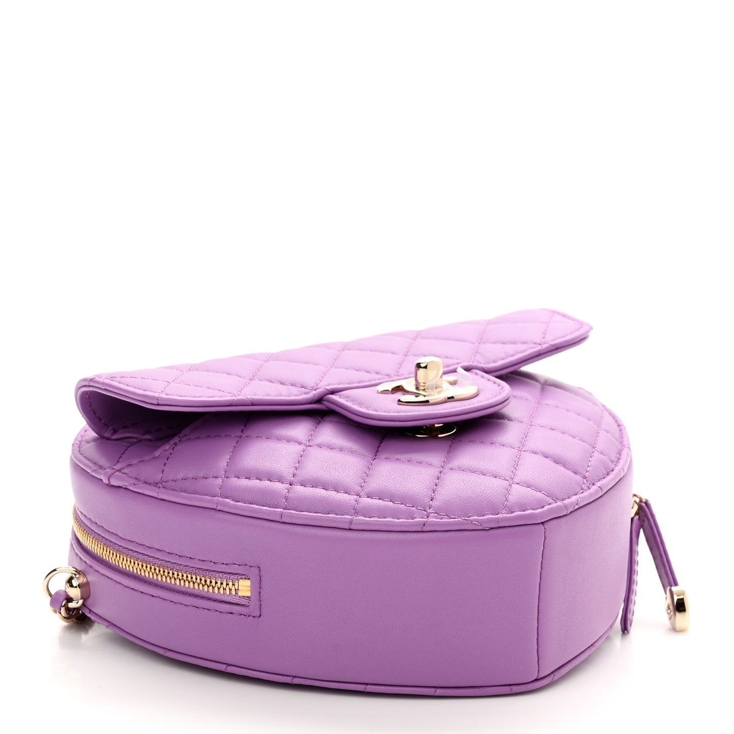 Lambskin Quilted CC In Love Heart Bag Purple