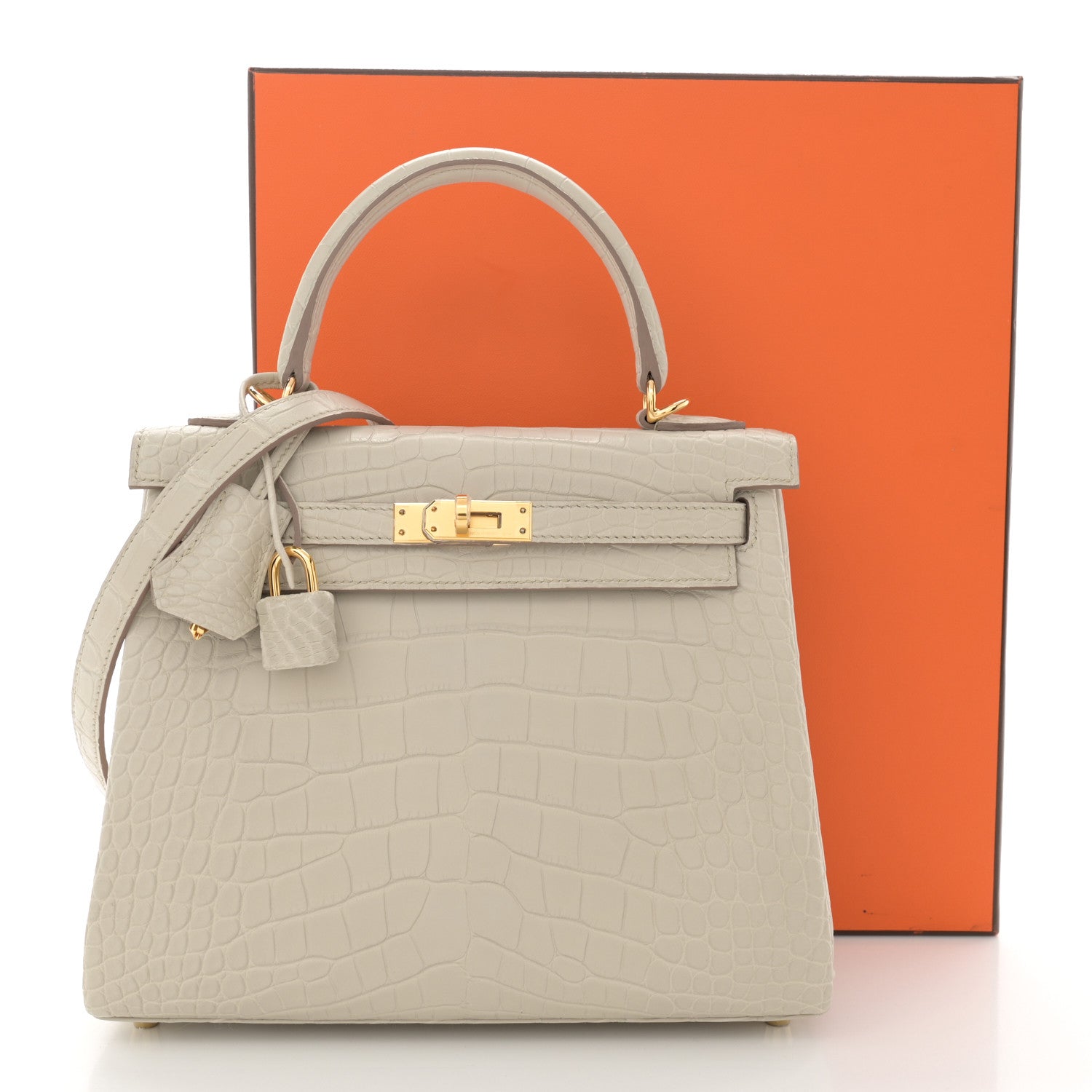 Hermes Matte Alligator Kelly Retourne 25 Beton 11 of 11