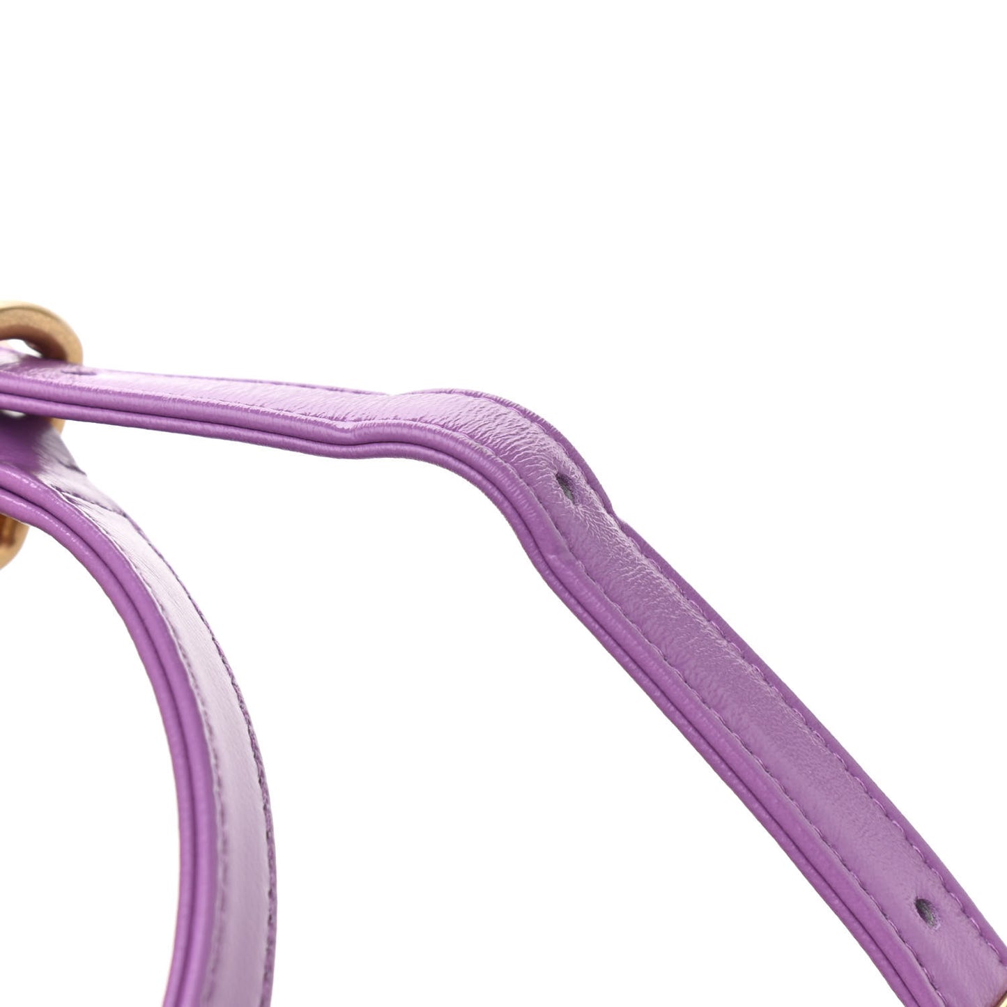 Lambskin Lacquered Metal Quilted Flap Chain Belt Bag Purple