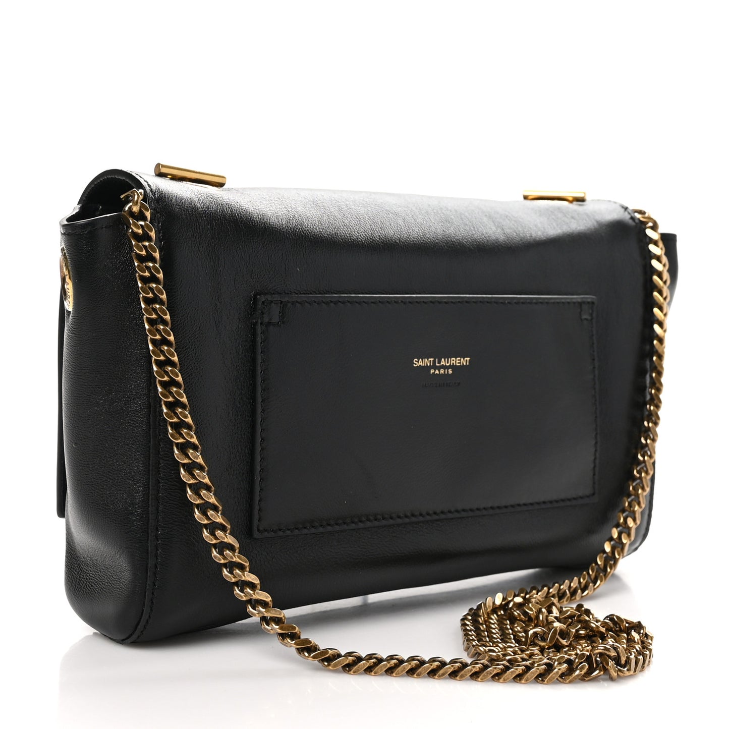 Smooth Calfskin Suede Small Reversible Monogram Kate Satchel Black