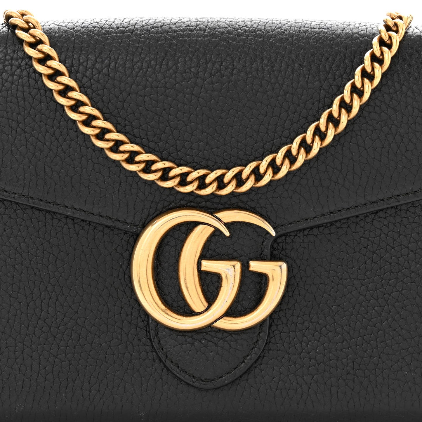 Calfskin GG Marmont Chain Wallet Black