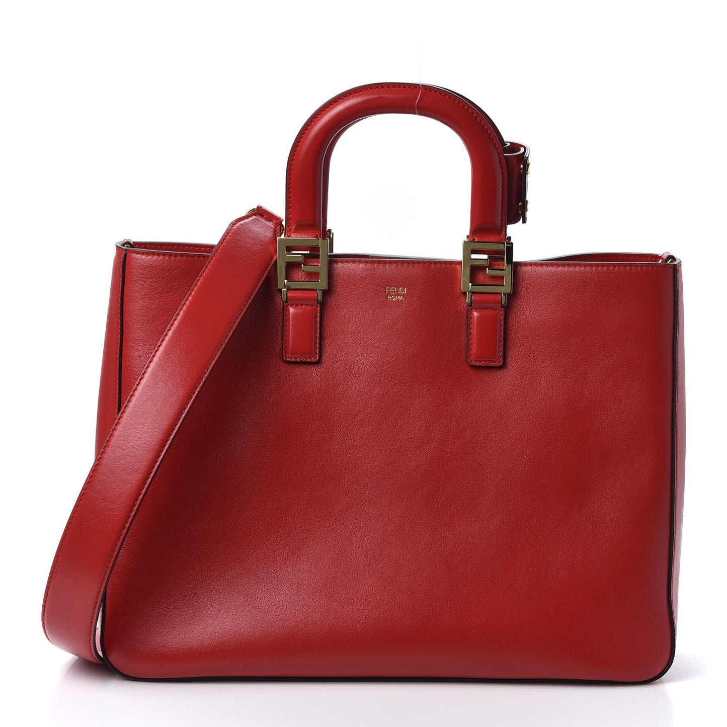 Vitello Glacier Medium FF Tote Rosso Cardinale
