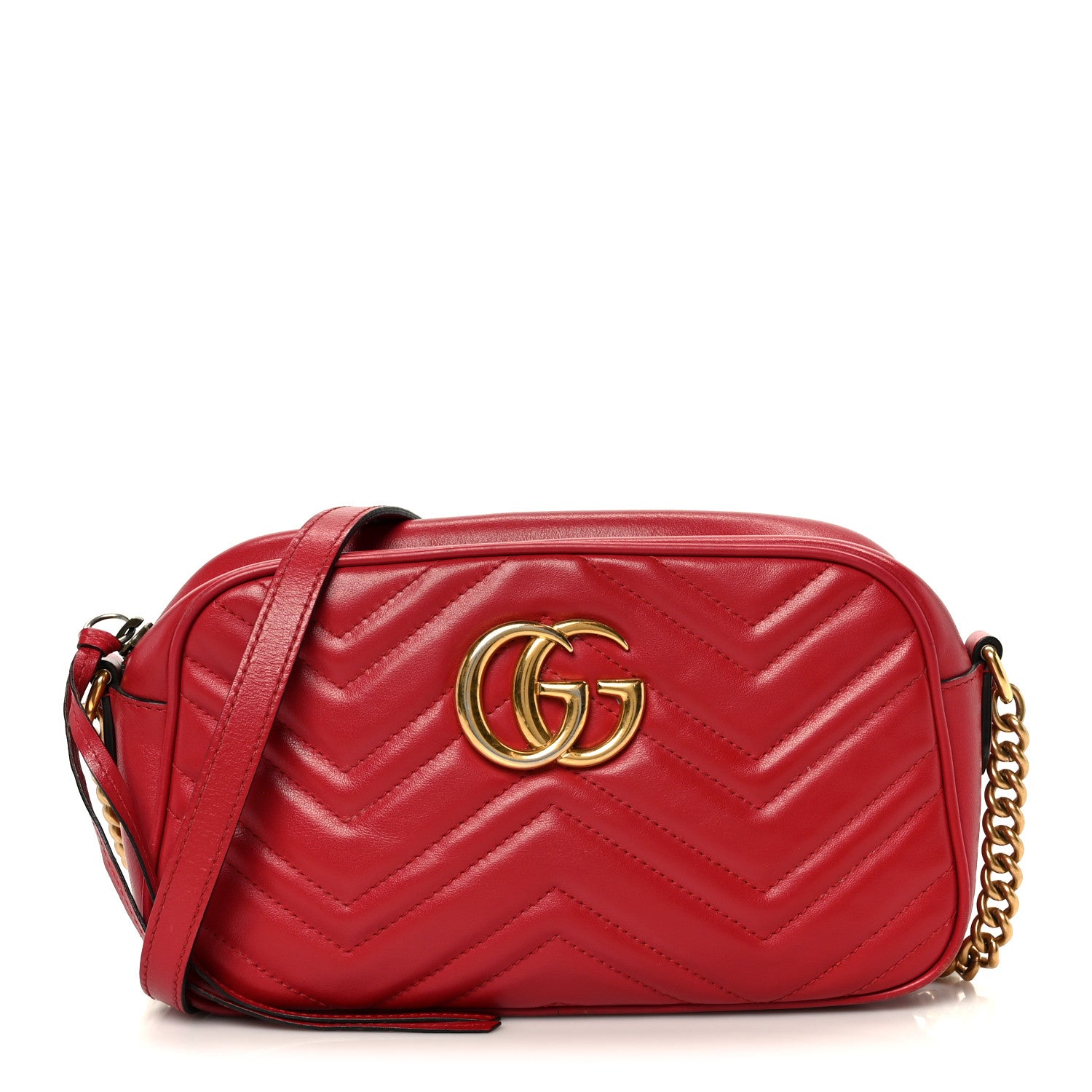 Gucci Calfskin Matelasse Small GG Marmont Chain Shoulder Bag