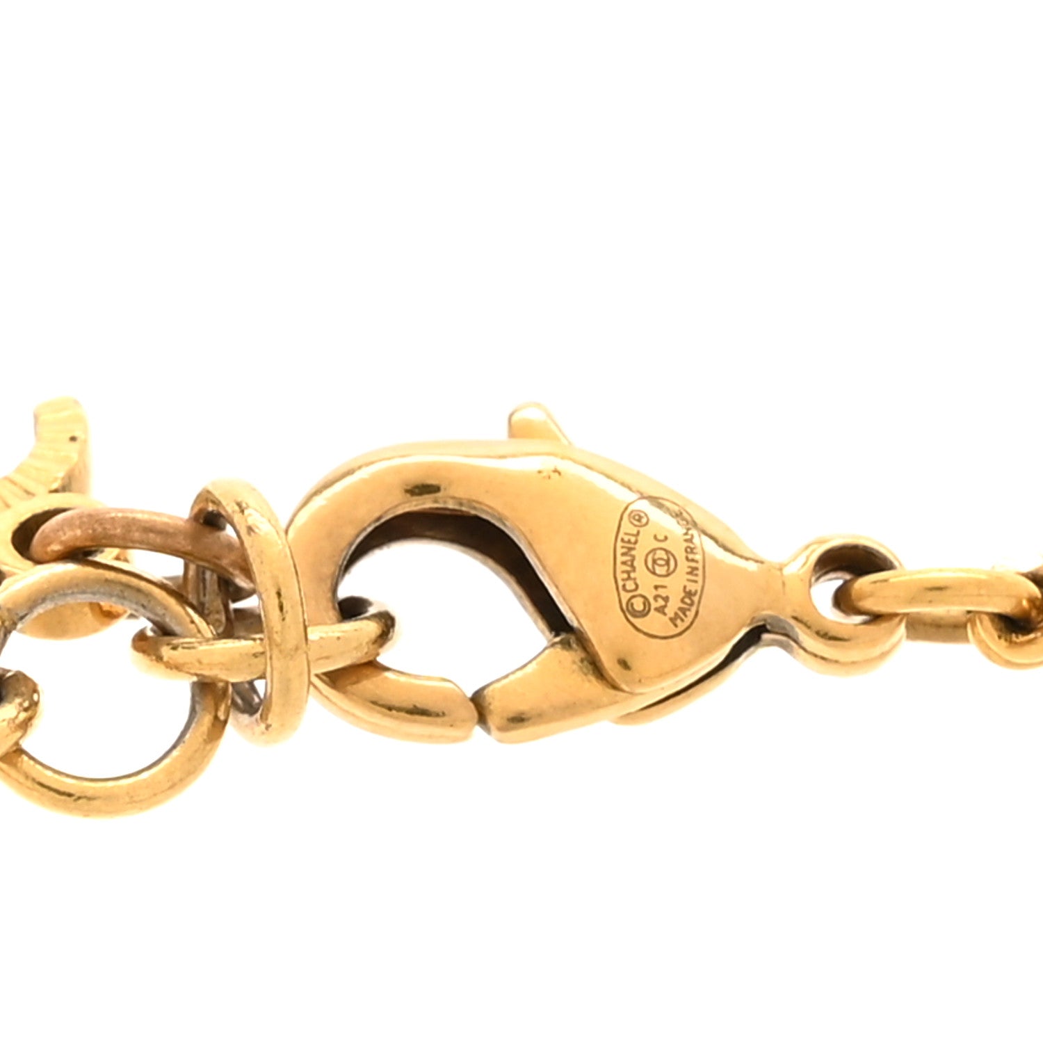Chanel Crystal CC Chain Link Bracelet Aged Gold 4 of 4