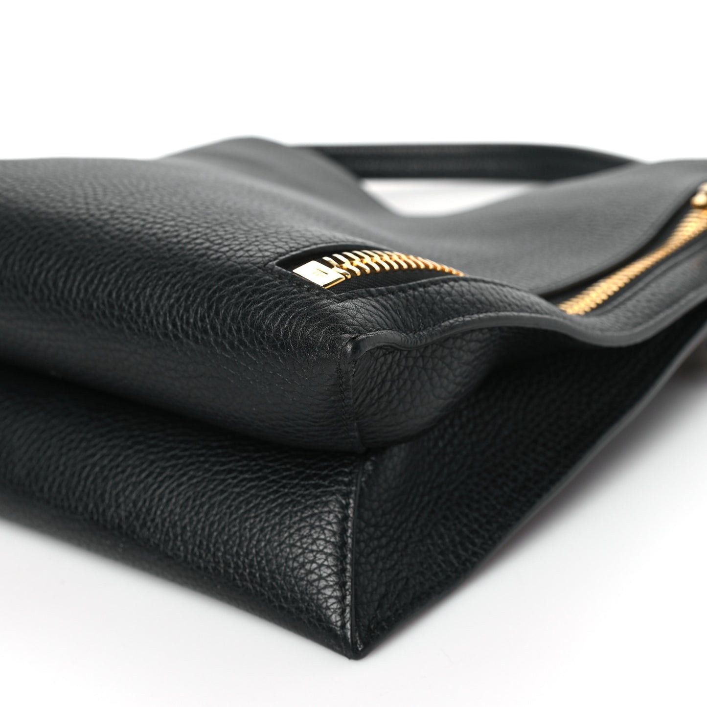 Pebbled Calfskin Small Alix Padlock Zip Hobo Bag Black