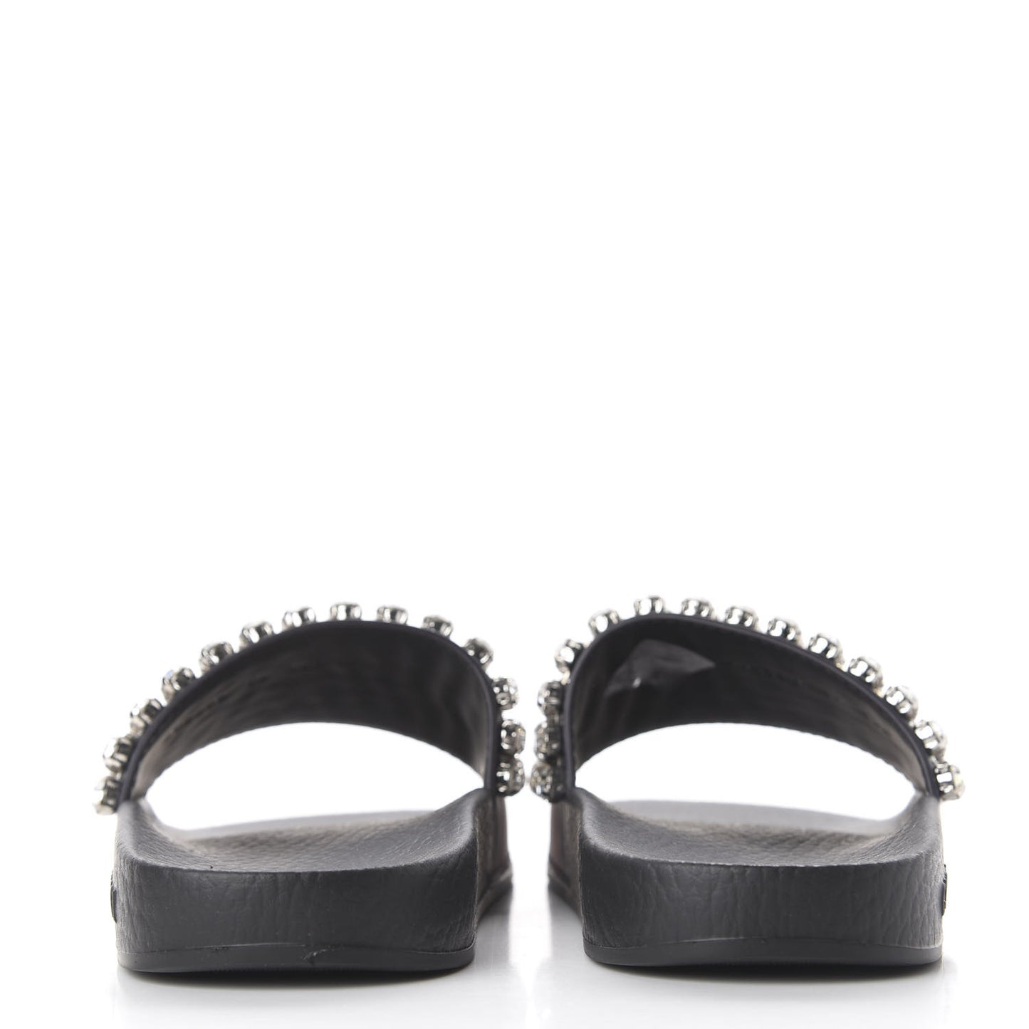 Calfskin Crystal Embellished Web Slide Sandals 35 Blue Red