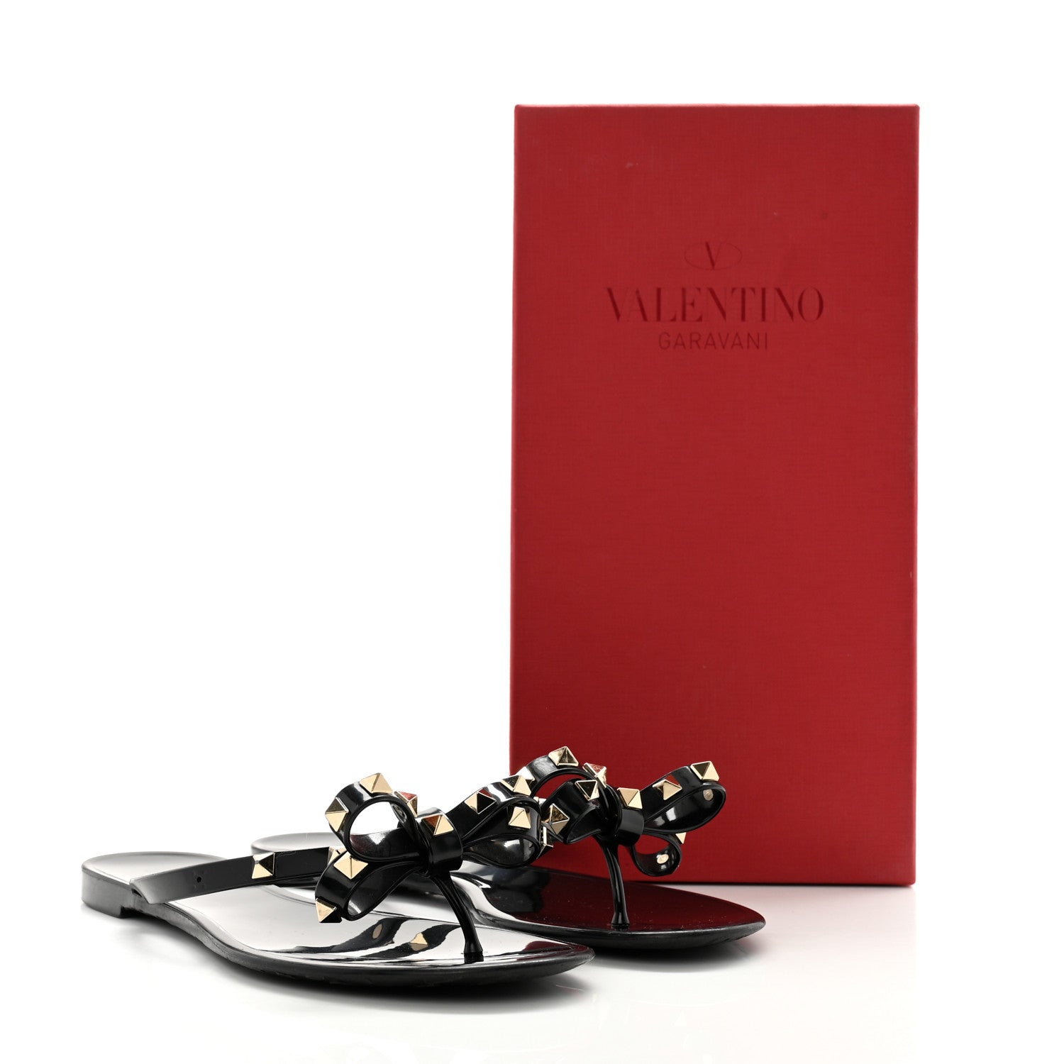 Valentino Garavani PVC Jelly Rockstud Bow Thong Sandals 39 Black 12 of 12