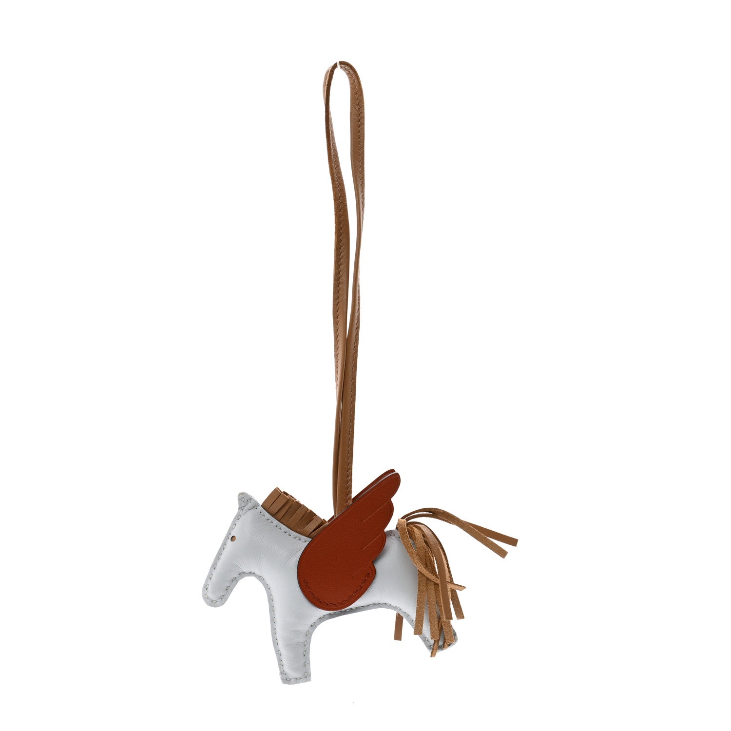Hermes Milo Lambskin Grigri Rodeo Pegase Horse Bag Charm PM Bleu Brume Chai Cornaline 1 of 5