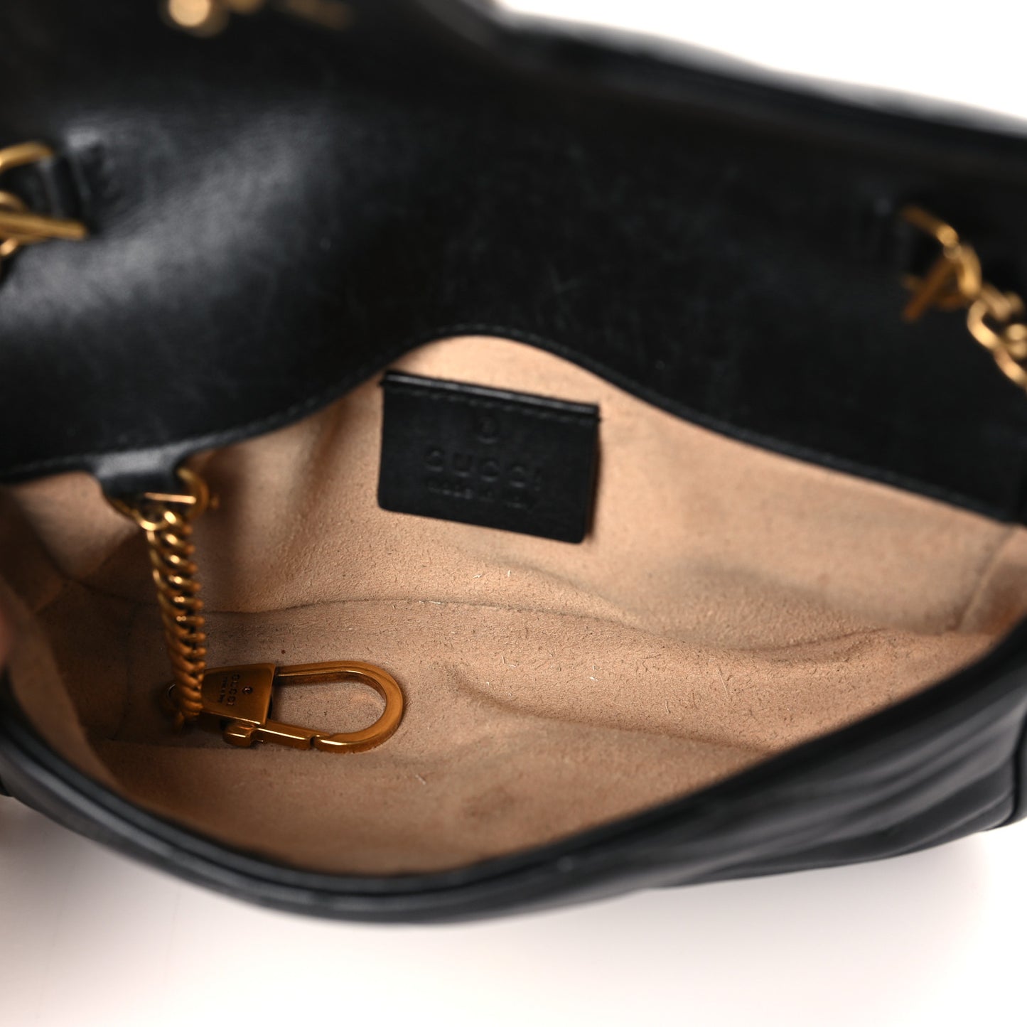 Calfskin Matelasse Super Mini GG Marmont Shoulder Bag Black