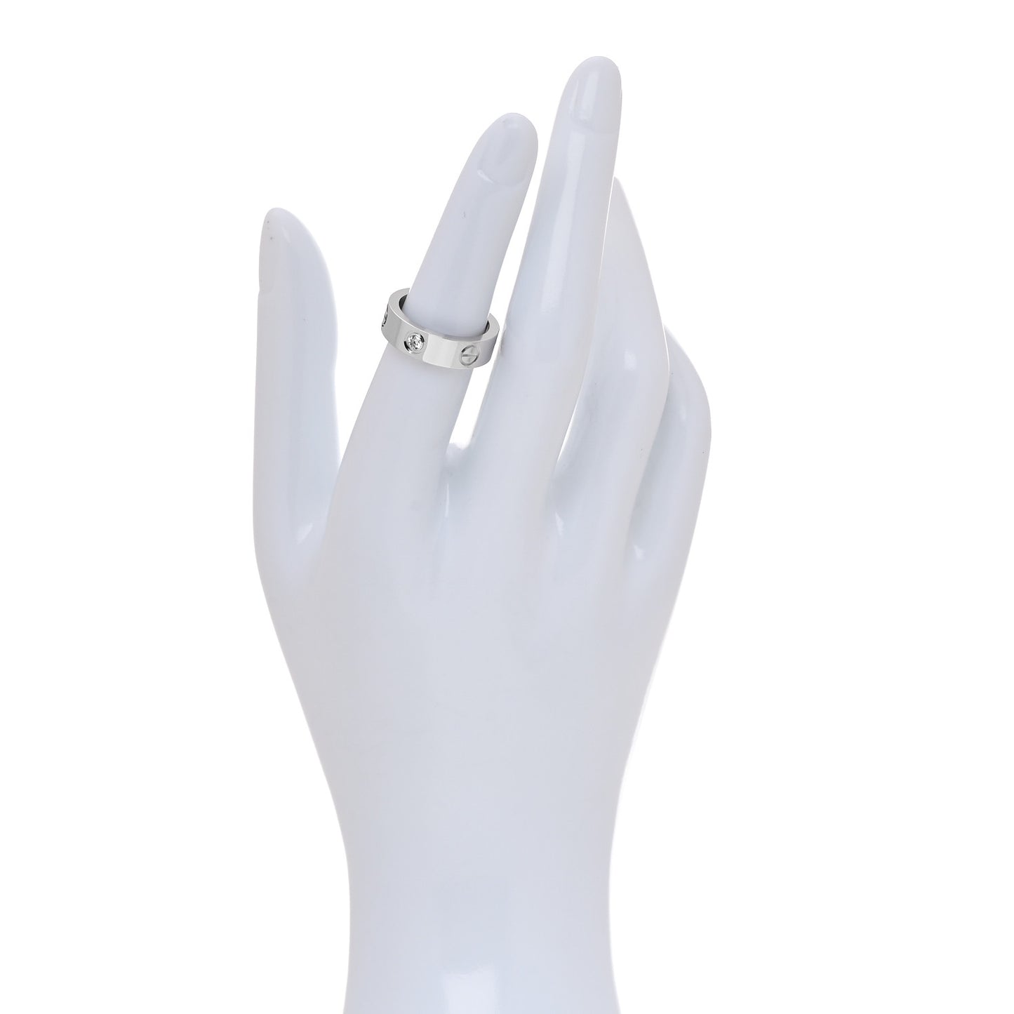18K White Gold 3 Diamond 5.5mm LOVE Ring 51 5.75