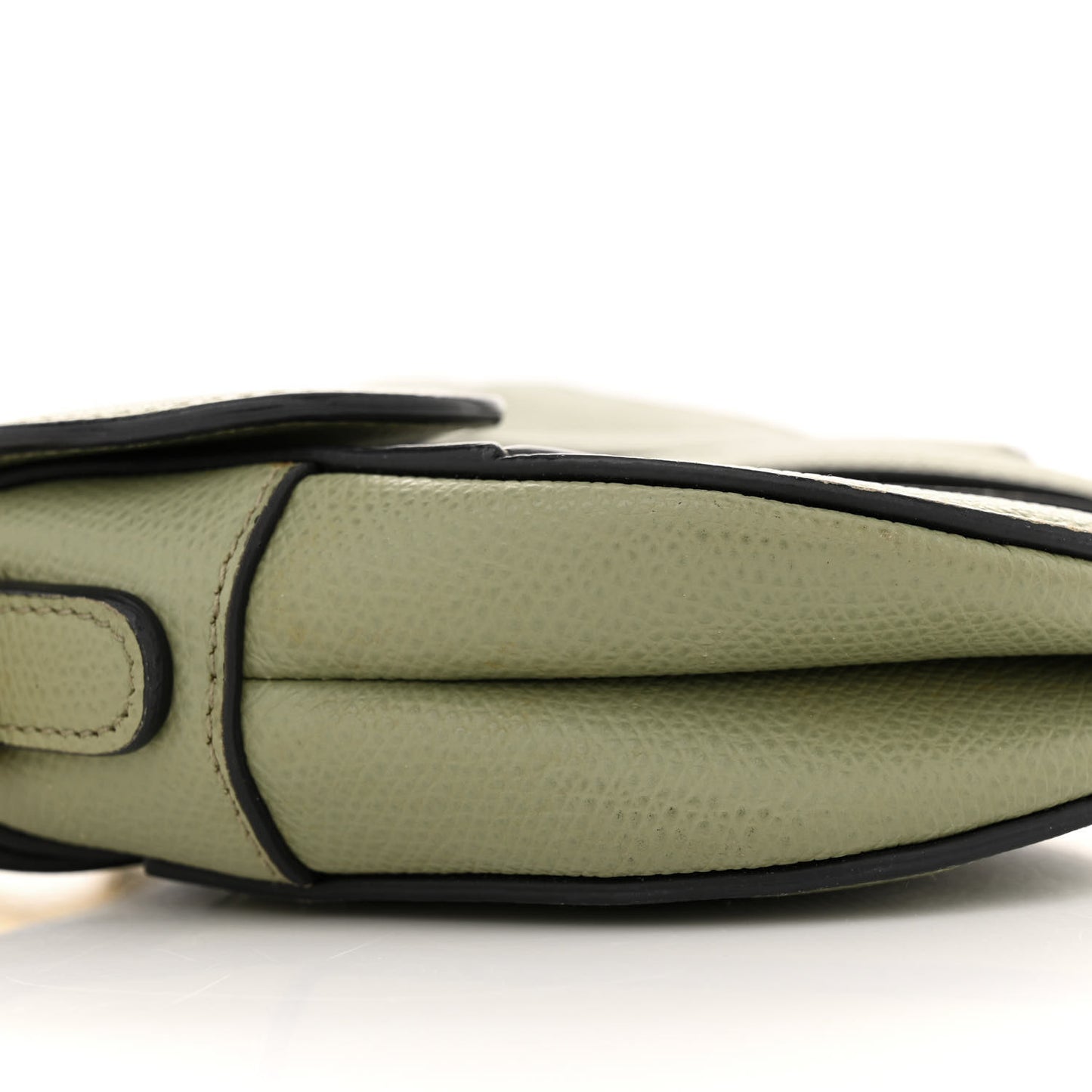 Grained Calfskin Mini Saddle Bag Sage Green