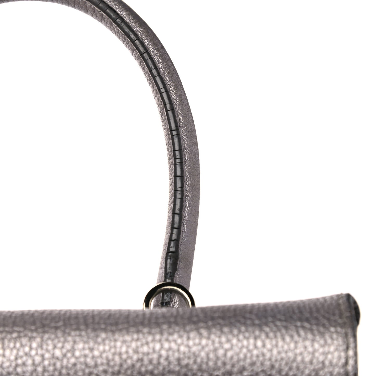 Metallic Grained Calfskin Mini Milla Tote Spike Silver