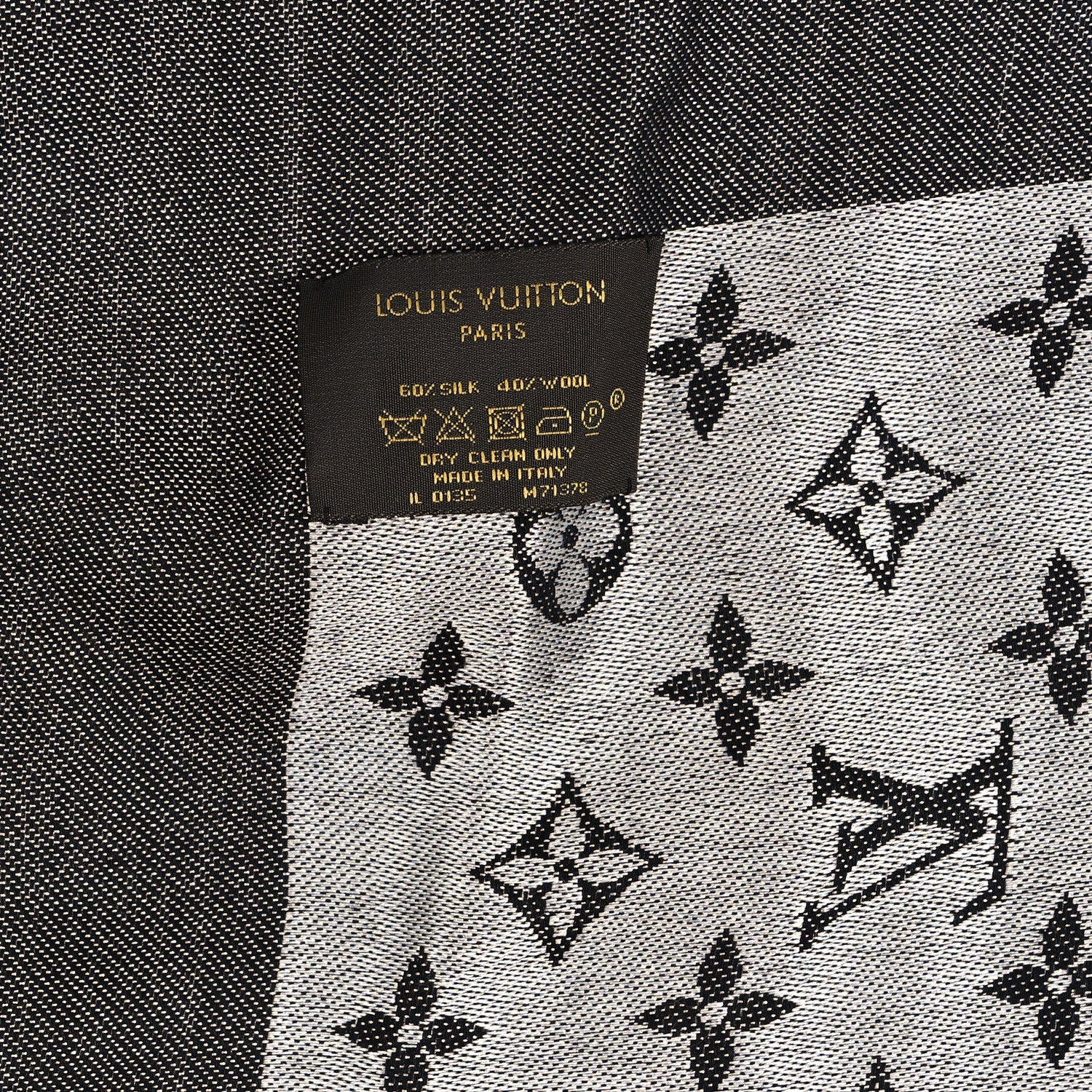 Louis Vuitton Silk Wool Monogram Denim Shawl Black 3 of 3