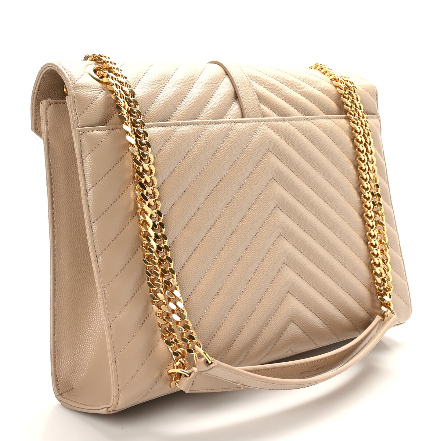 Grain De Poudre Matelasse Chevron Large Monogram Satchel Dark Beige