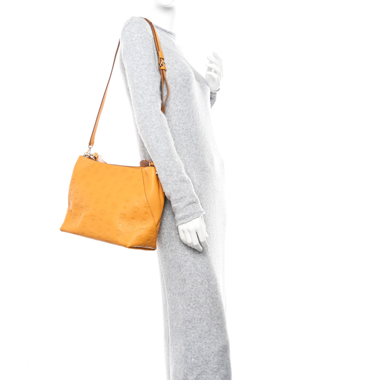 MCM Calfskin Ottomar Monogram Medium Klara Hobo Golden Mango 2 of 9