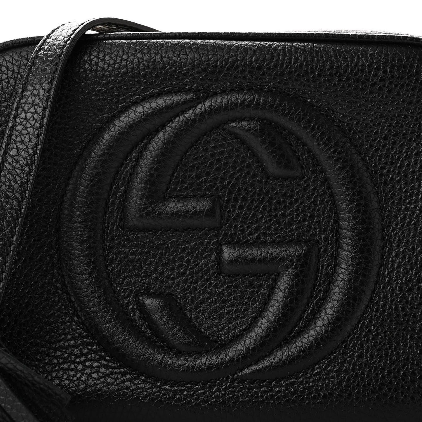 Pebbled Calfskin Small Soho Disco Bag Black
