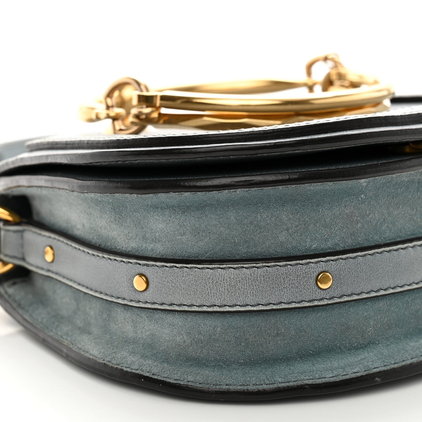 Calfskin Suede Small Nile Bracelet Bag Cloudy Blue