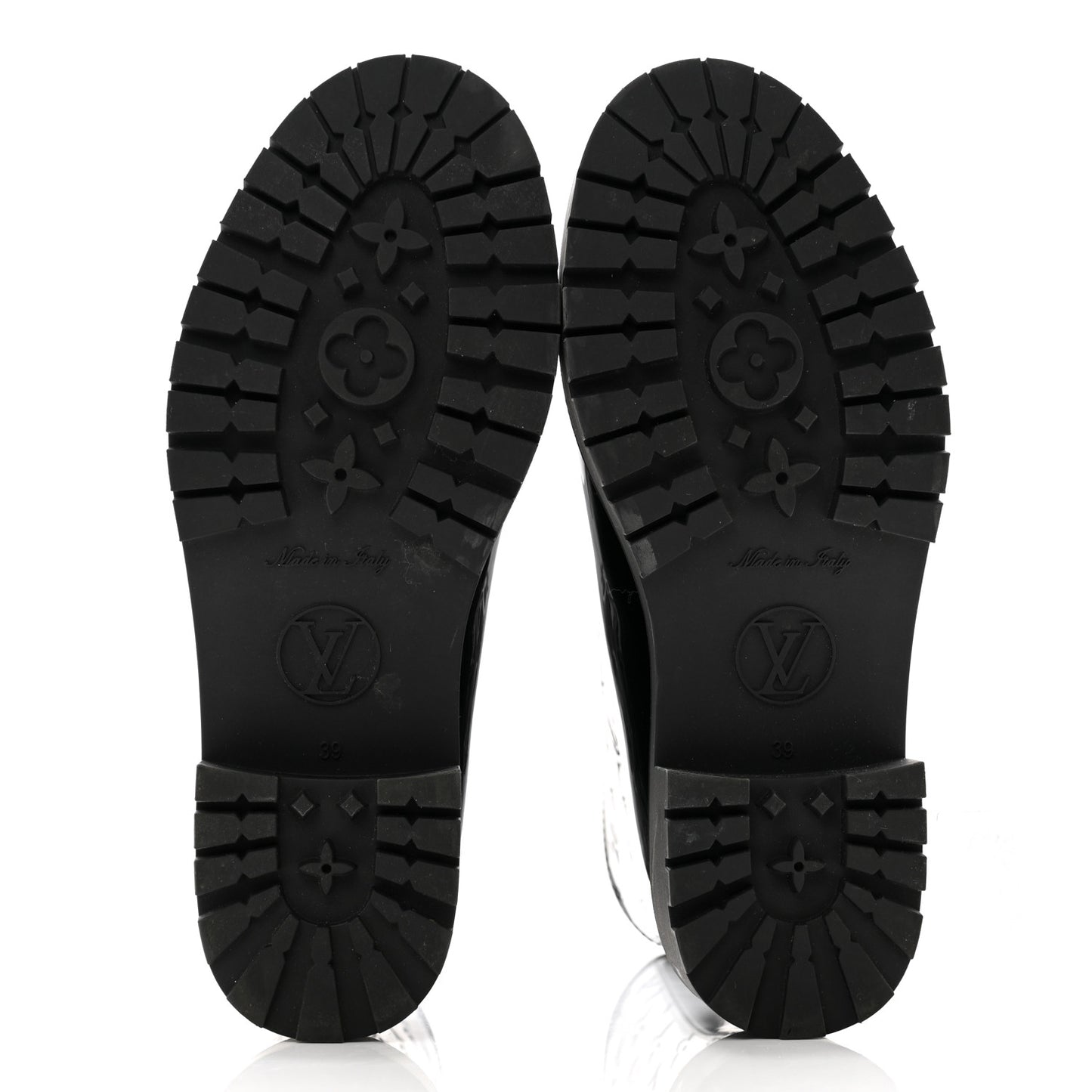 Rubber Embossed Monogram Drops Flat Half Boots 39 Black