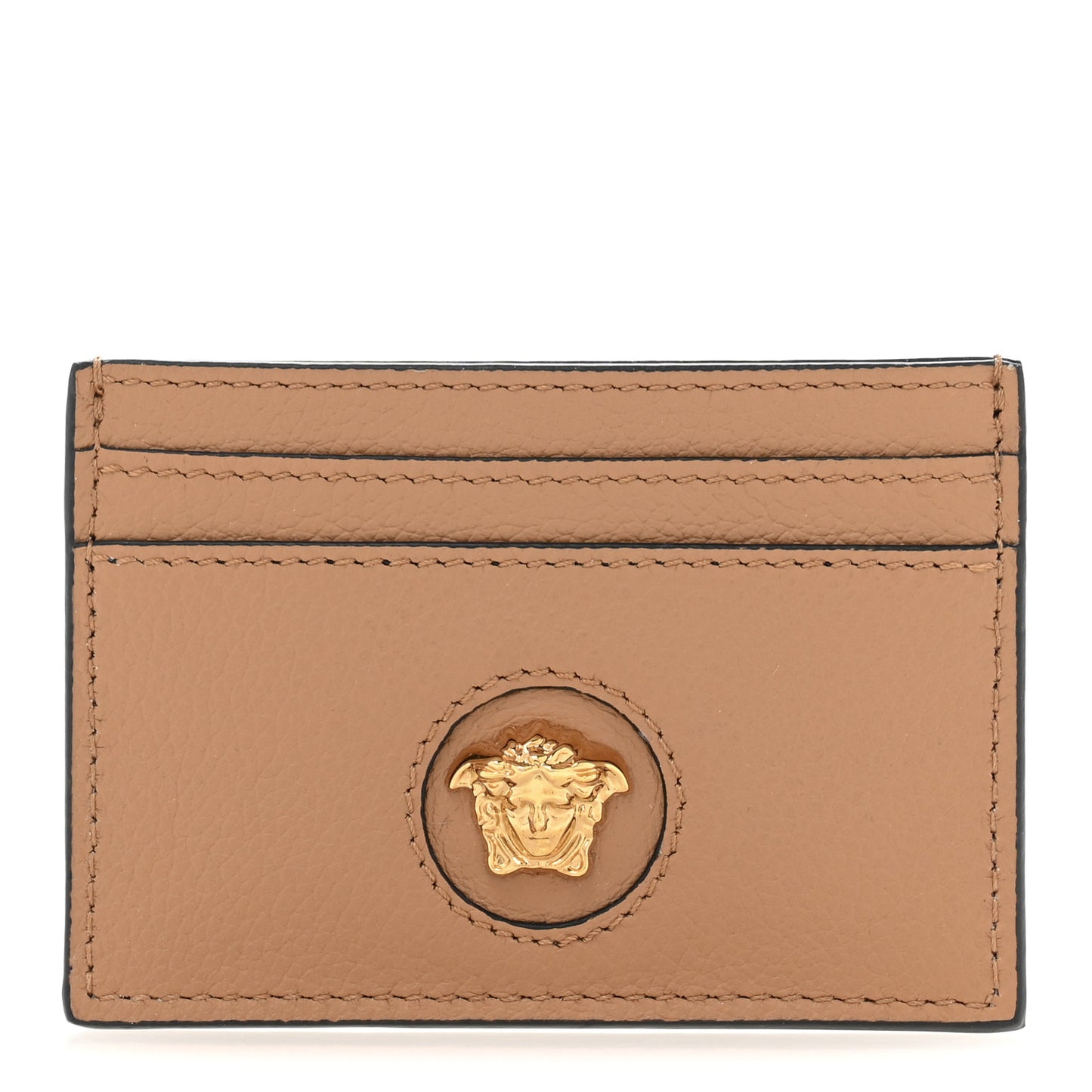 Calfskin Medusa Card Holder Brown