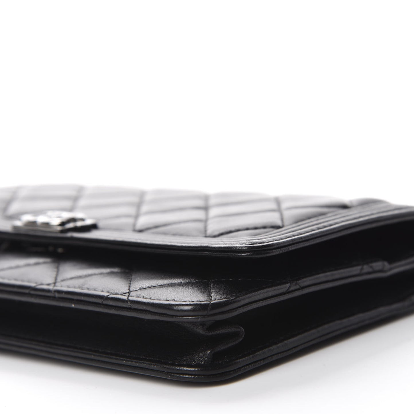 Lambskin Quilted Boy Wallet On Chain WOC Black