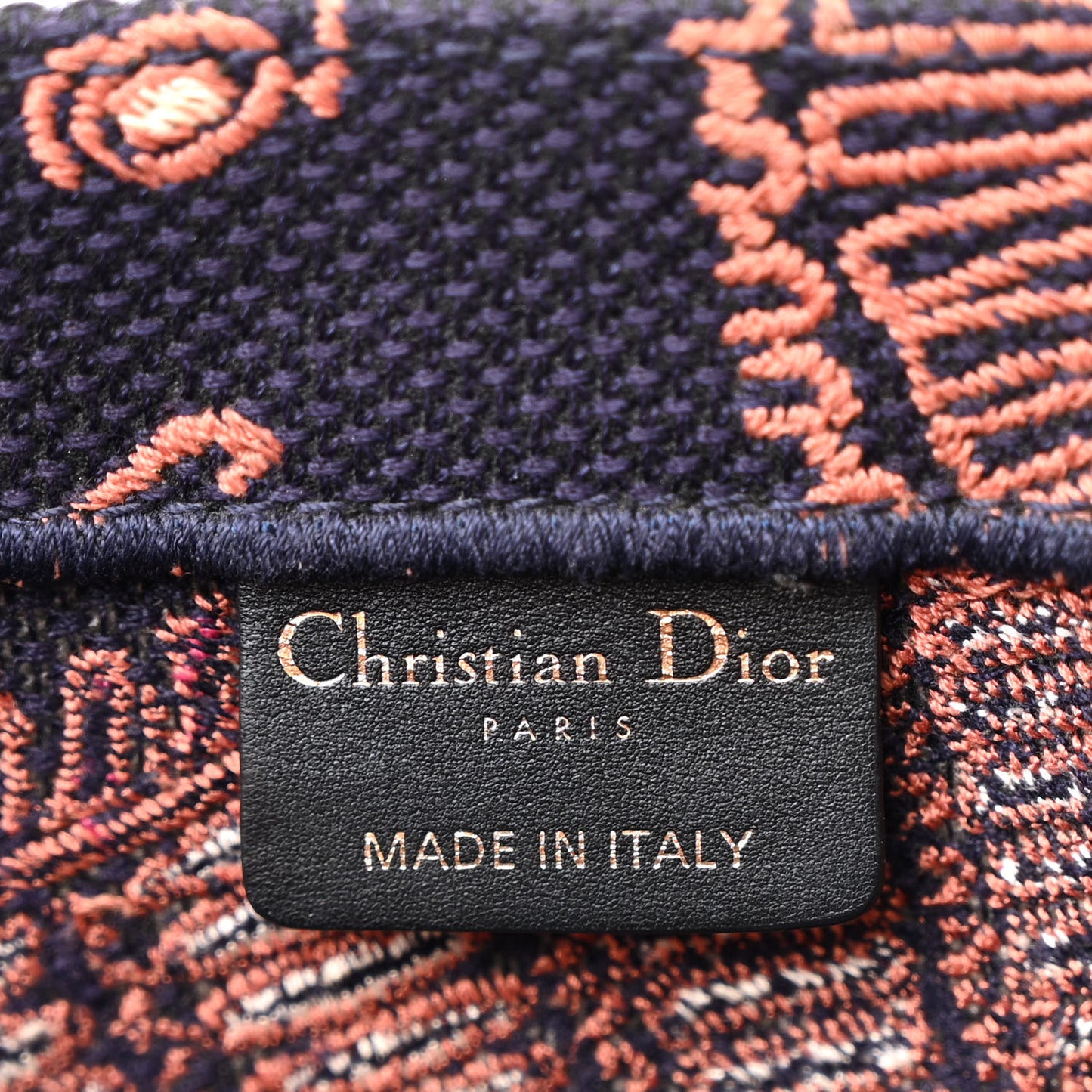 Canvas Embroidered Large Dior Animals Tiger Book Tote Deep Blue Fuchsia
