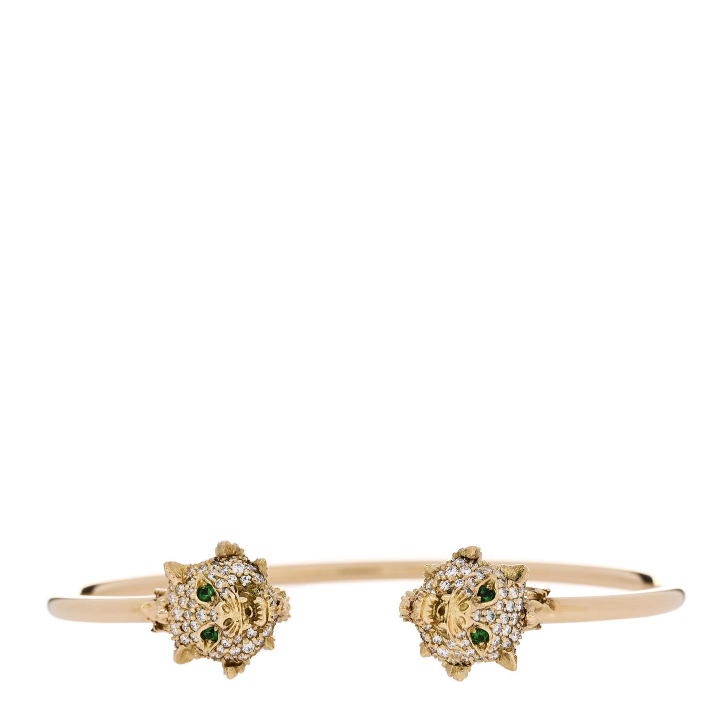 18K Yellow Gold Diamond Tsavorite Marche des Merveilles Tiger Cuff Bracelet
