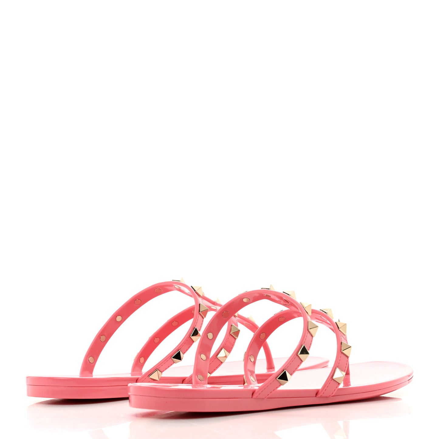 PVC Jelly Rockstud Caged Flat Thong Sandals 38 Dawn Pink