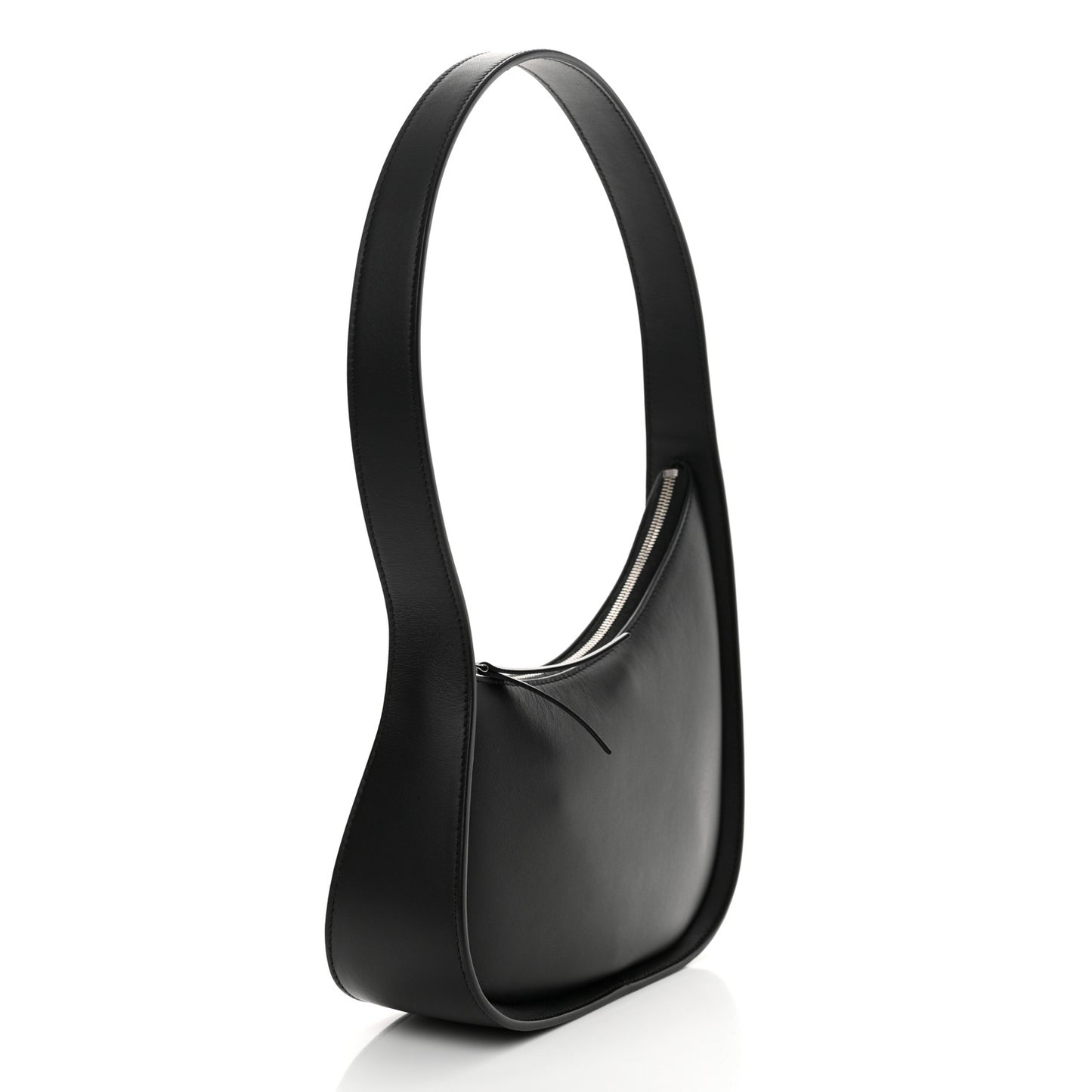 Smooth Calfskin Half Moon Shoulder Bag Black