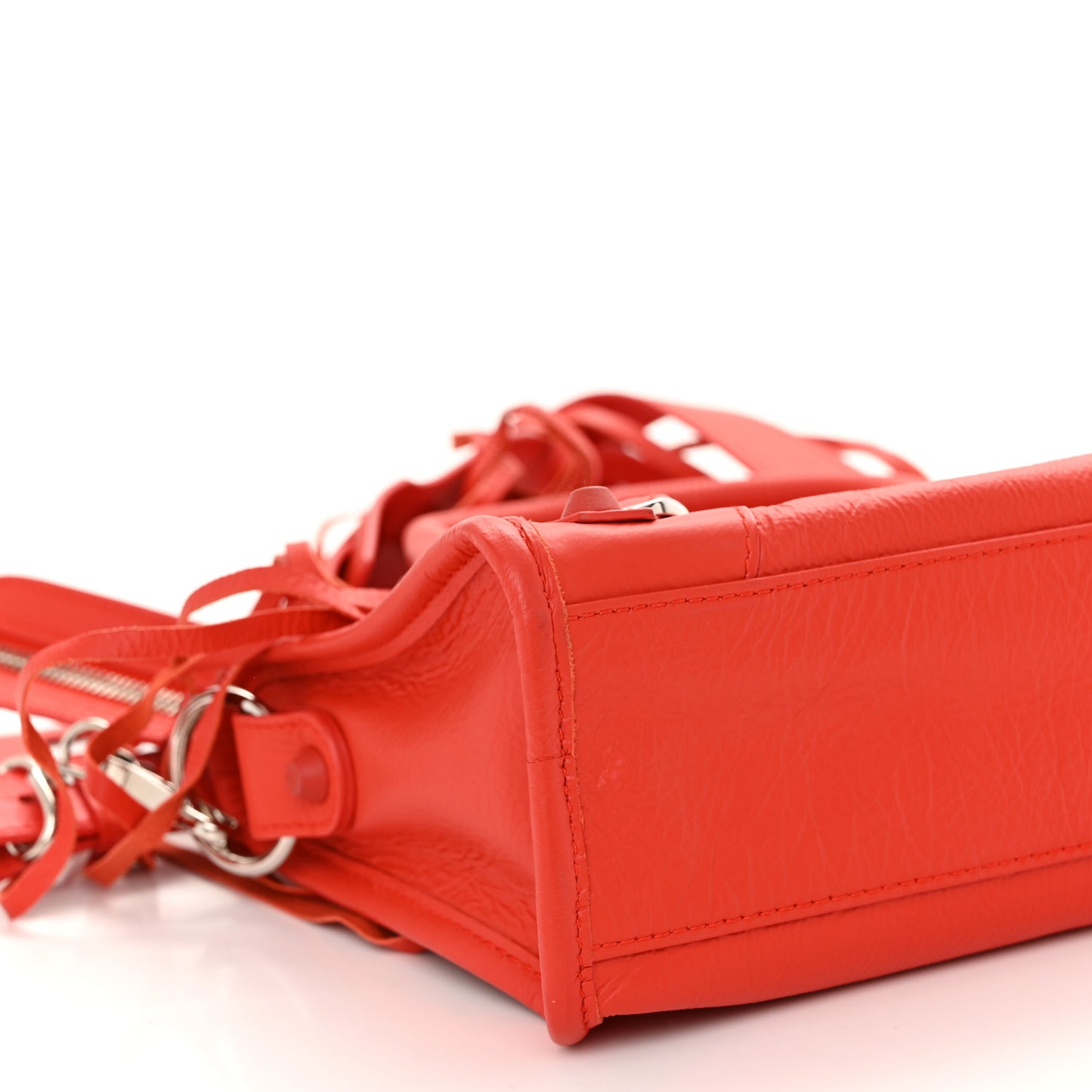 Matte Goatskin Rubber Covered Classic Hardware Mini City Rouge Coquelicot Rouge Braise