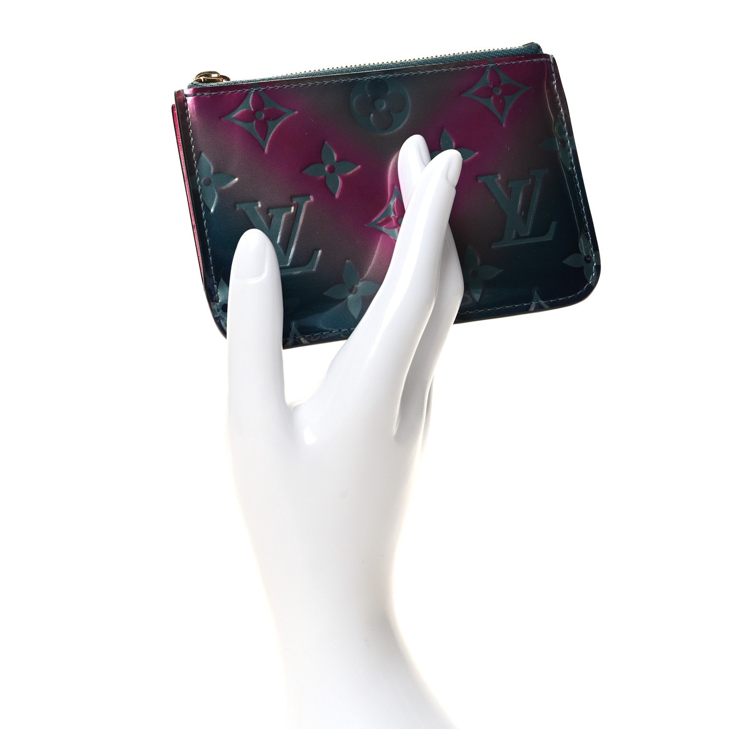 Louis Vuitton LOUIS VUITTON Metallic Vernis Degrade Key Pouch Blue Pink 2 of 8