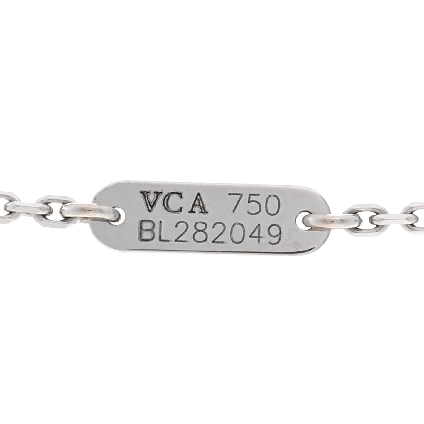 18K White Gold Diamond Mother of Pearl Vintage Alhambra Pendant Necklace