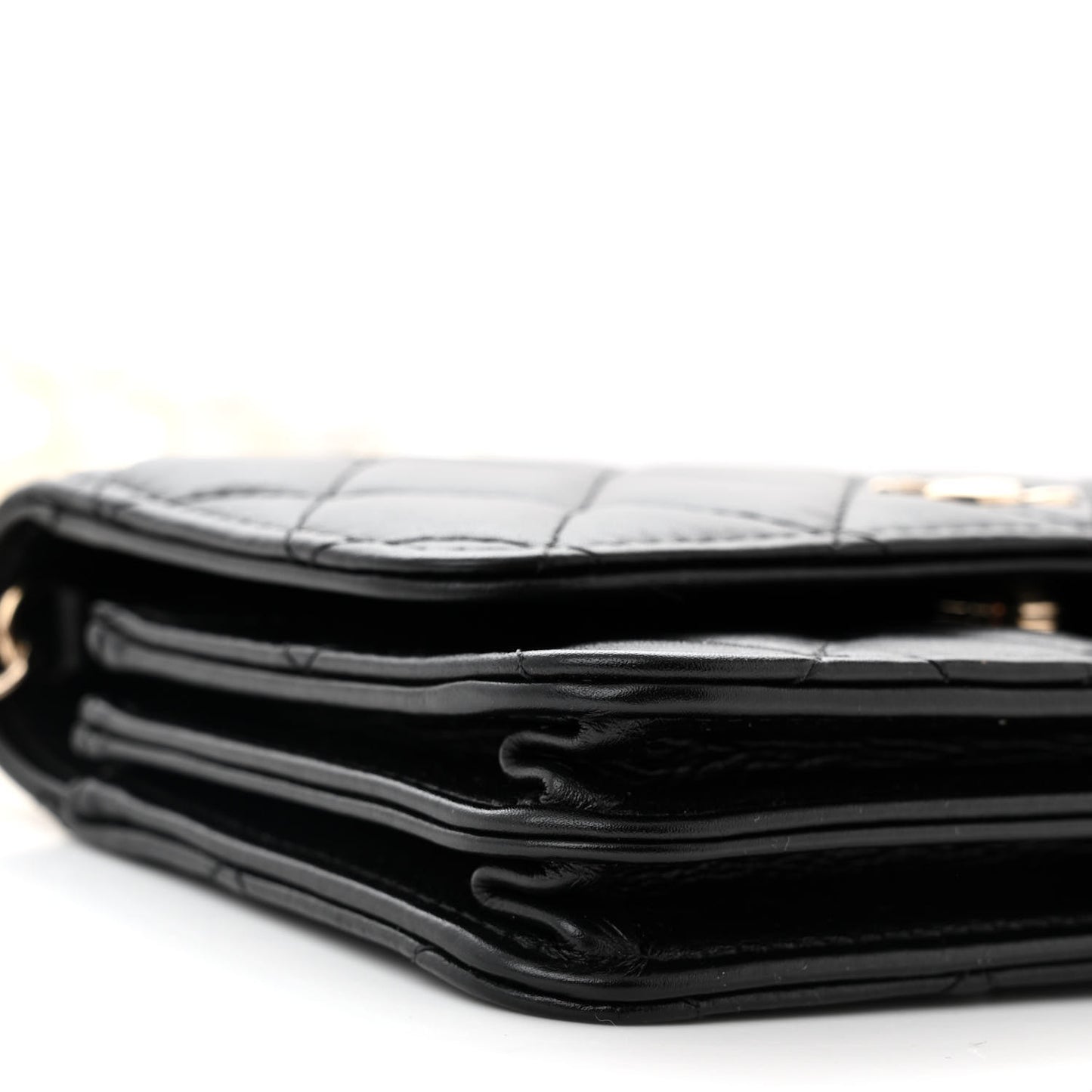 Calfskin Quilted Mini Maxi Pearls Wallet On Chain WOC Black
