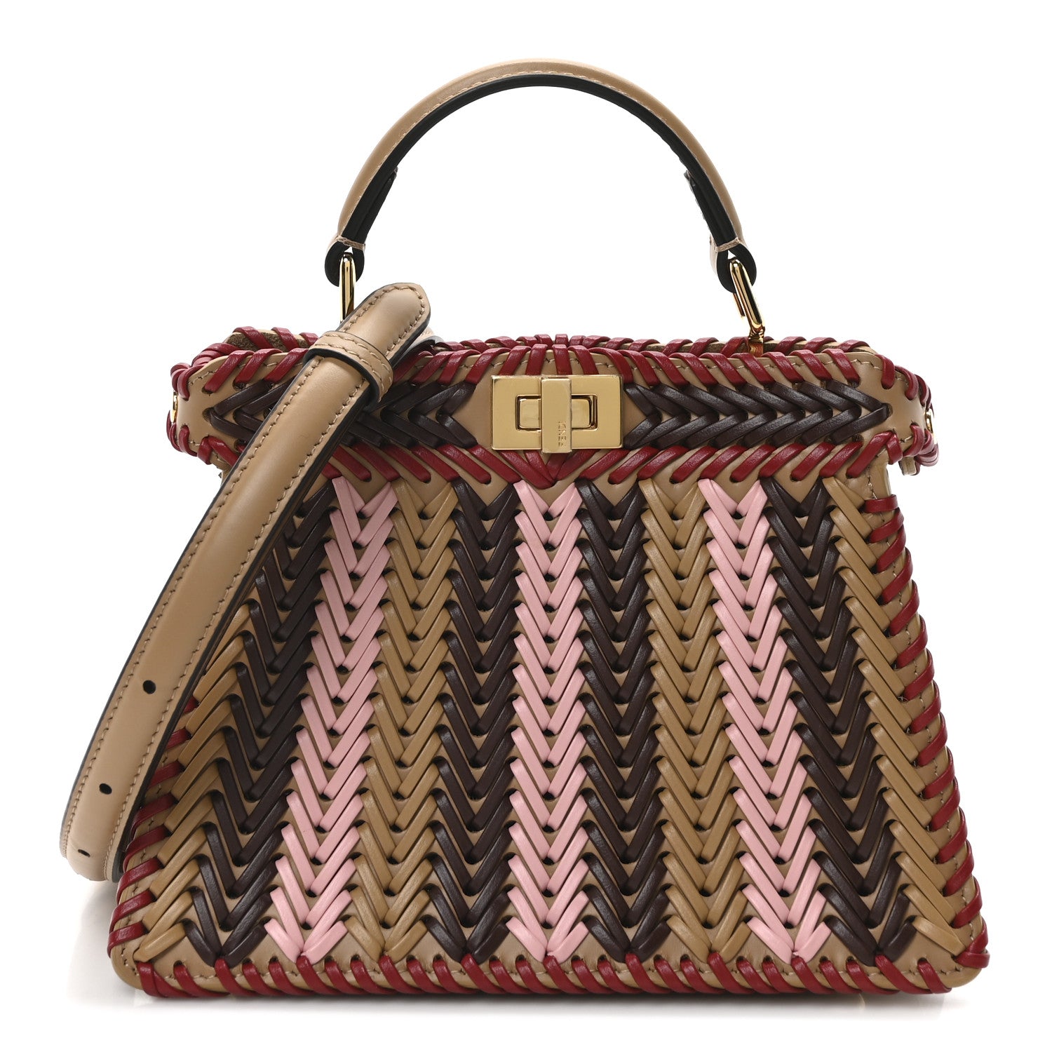 Fendi Vitello King Shiny Nappa Intreccio Petite Peekaboo I SEE U