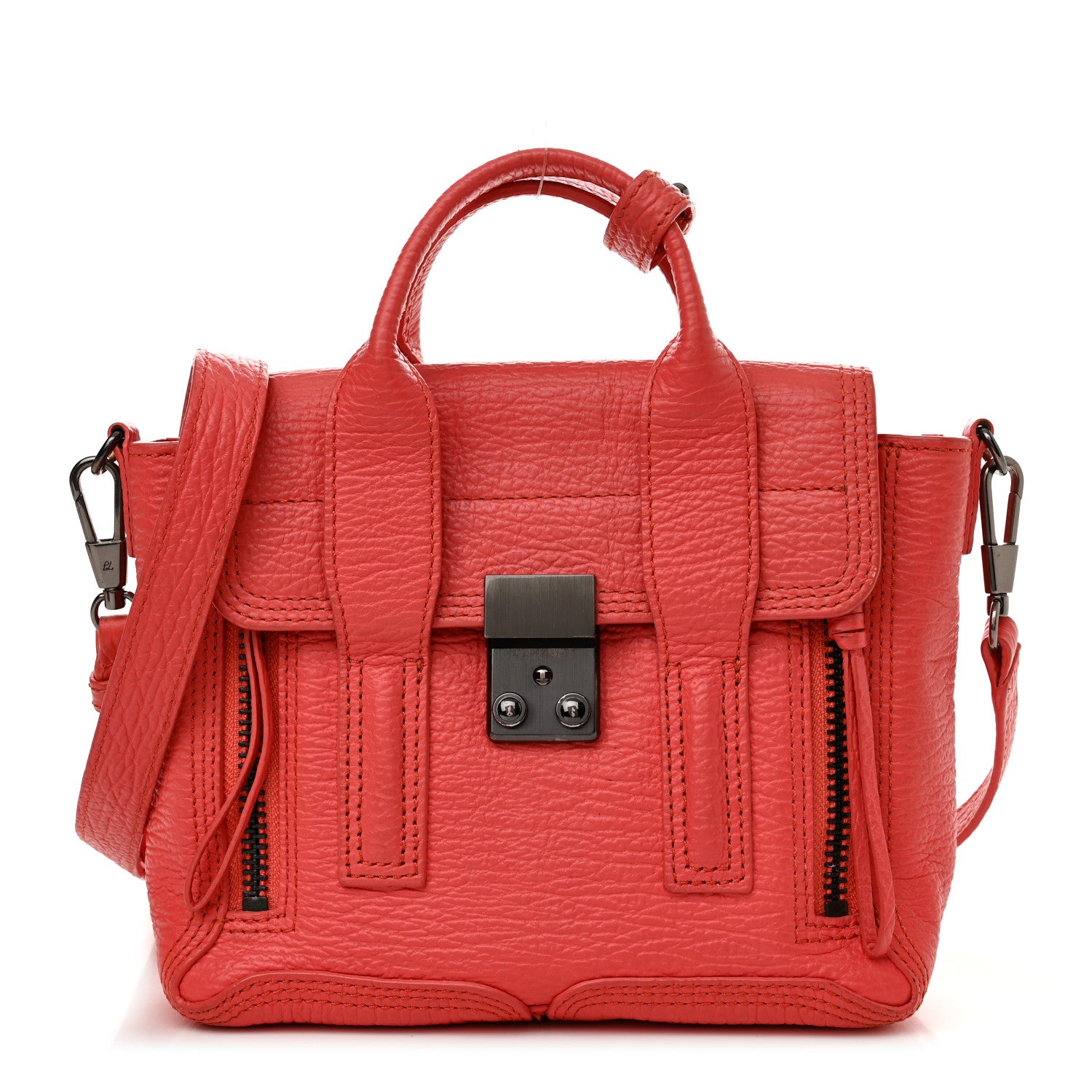 3.1 Phillip Lim Textured Calfskin Mini Pashli Satchel Raspberry 1 of 12