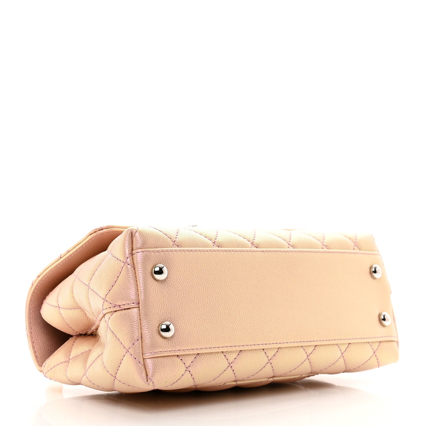 Iridescent Caviar Quilted Mini Coco Handle Flap Pink