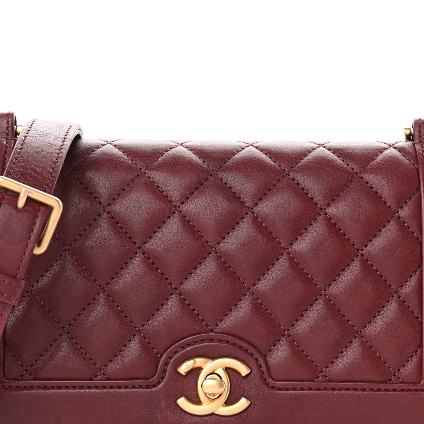 Calfskin Quilted Small Flap Burgundy