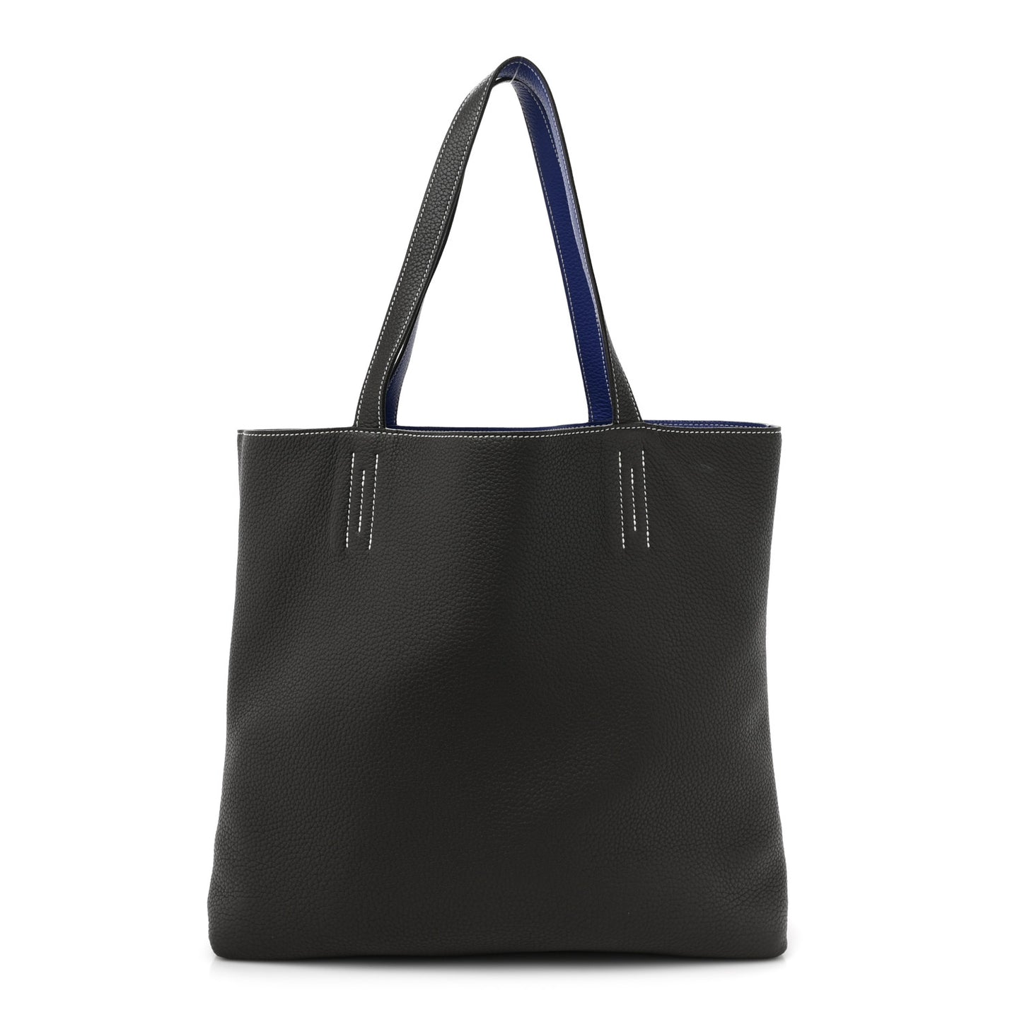 Taurillon Clemence Double Sens 36 Reversible Tote Graphite Bleu Electrique
