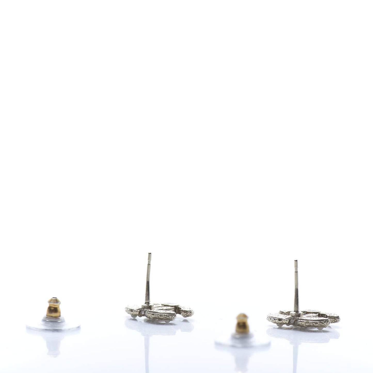 Pearl Crystal CC Stud Earrings Gold