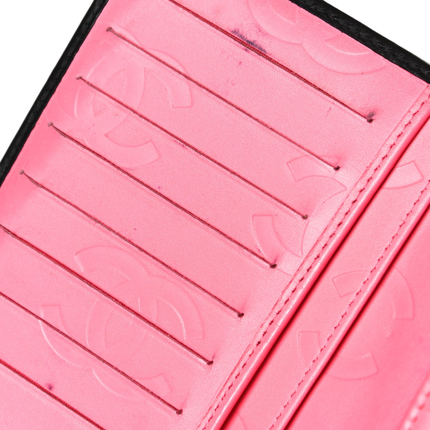 Calfskin Quilted Cambon Yen Wallet Black